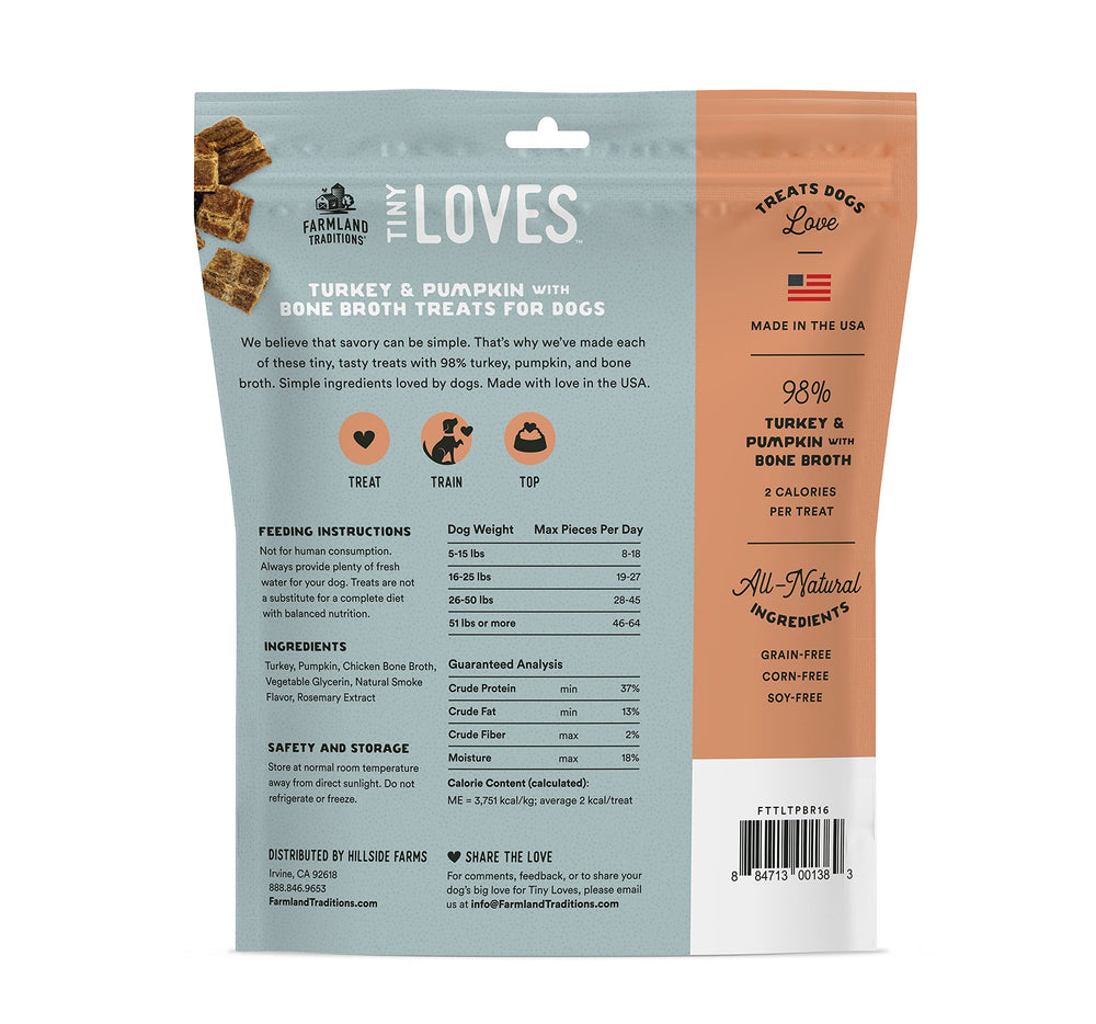 Farmland Traditions Dehydrated bite-size trainer treats preserve flavor for quick rewards.