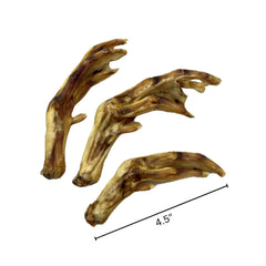 Farmland Traditions Duck Feet dog chewing action conveys a tasty, digestible option for daily oral care.