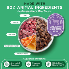Farmland Traditions Good List air-dried dog food showing jerky texture loved by picky eaters.