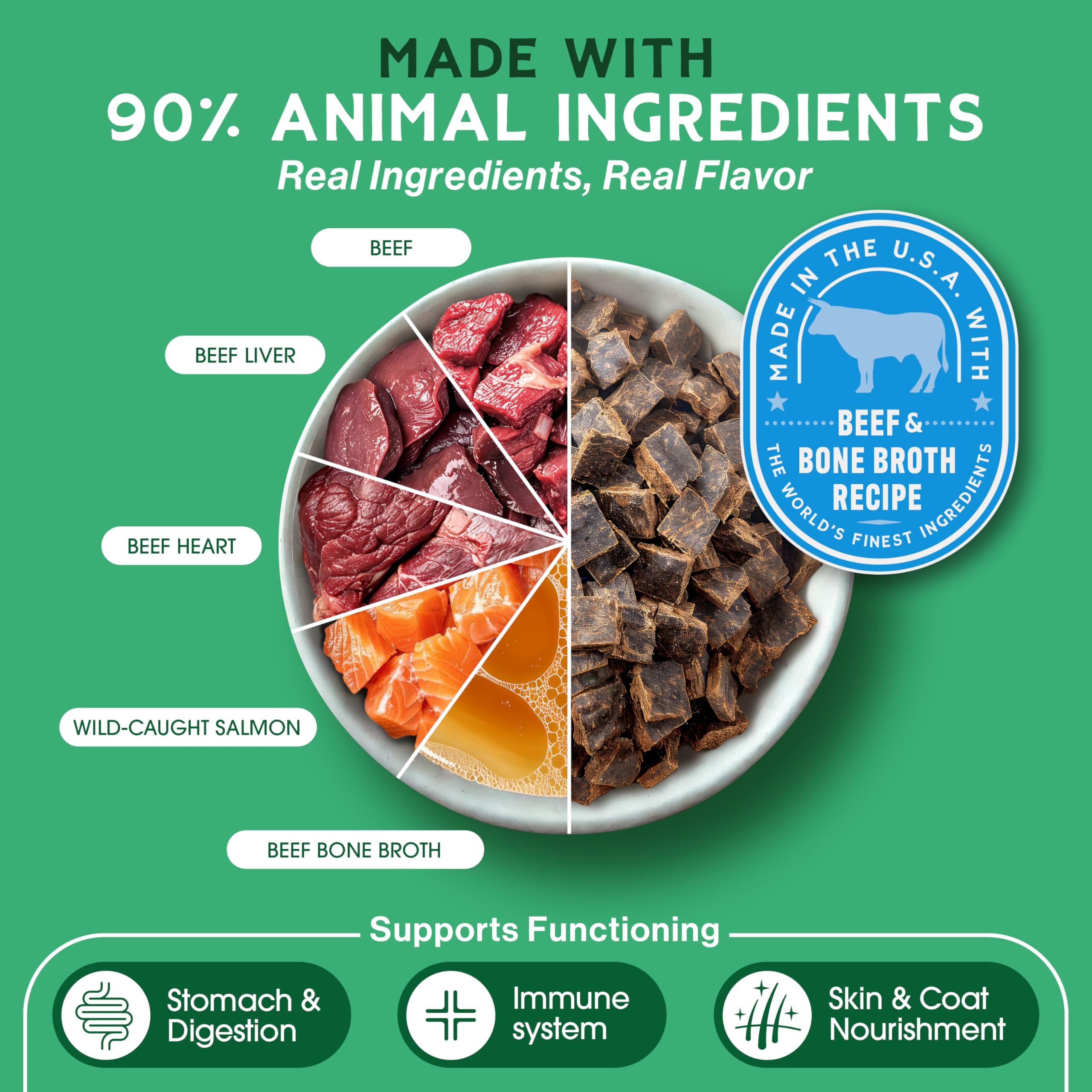 Farmland Traditions Good List beef-heart-liver-salmon blend accentuates high-protein nutrition.