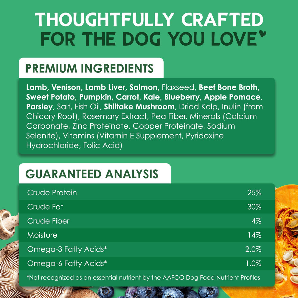 Farmland Traditions Good List grain-free dog food without corn, soy, or wheat.