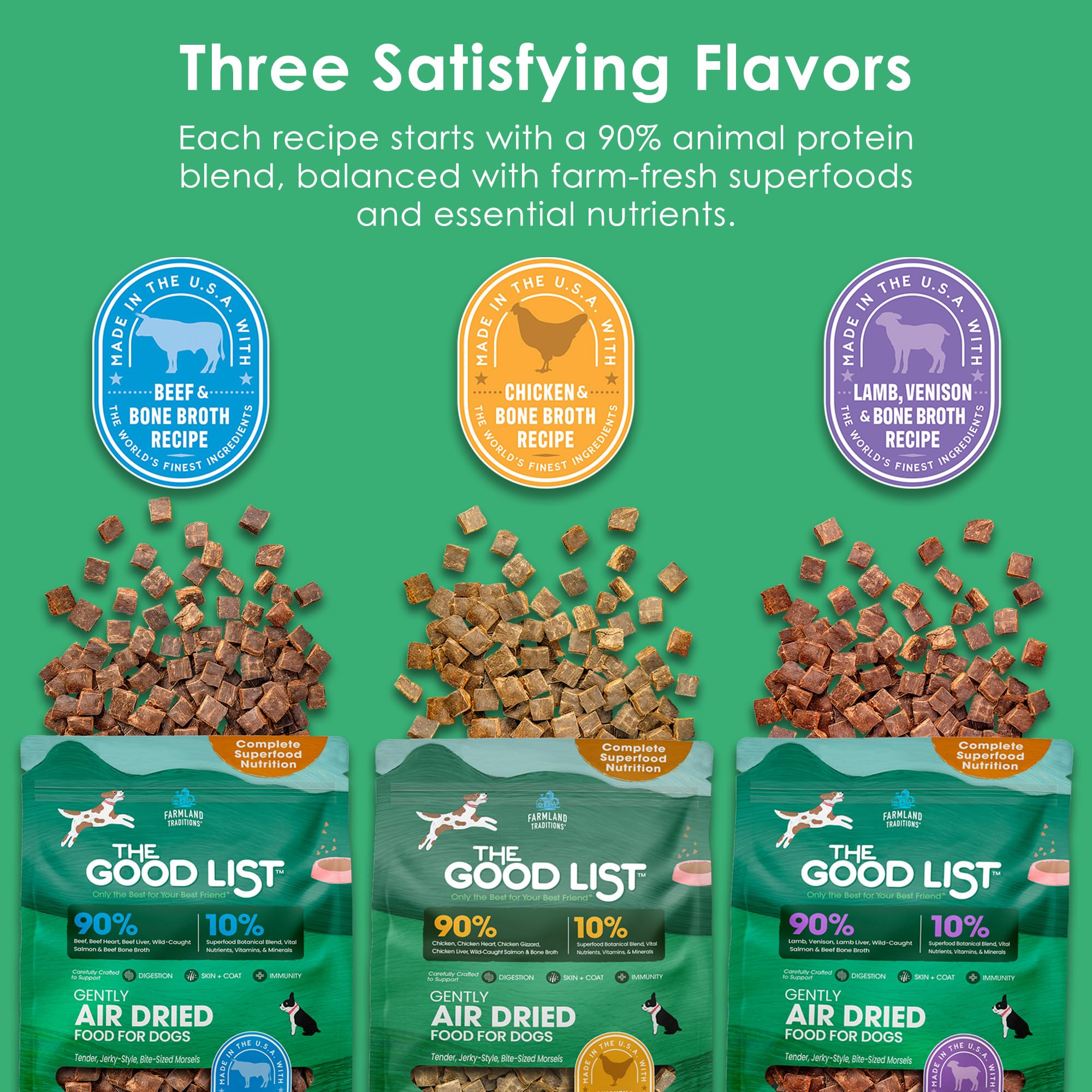 Farmland Traditions Good List USA-made-ingredients-label image highlights wholesome ingredients.