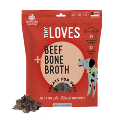 Farmland Traditions Tiny Loves Jerky Trainer beef with bone broth bites for training.