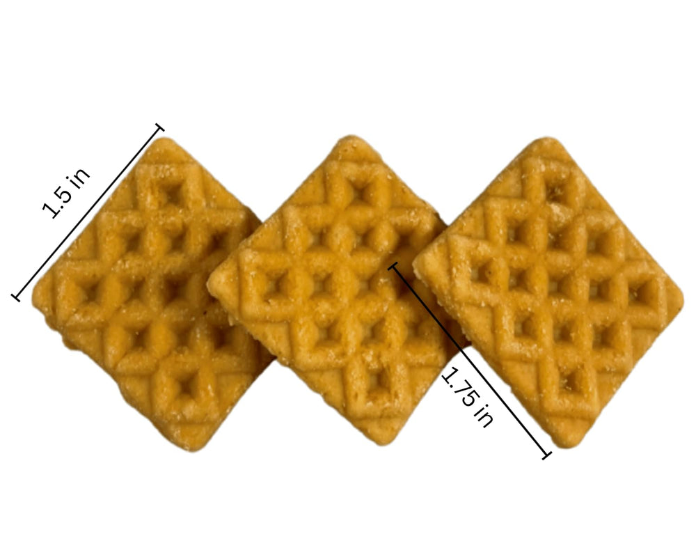 Farmland Traditions training treats mini-squares closeup for positive reinforcement with dogs.
