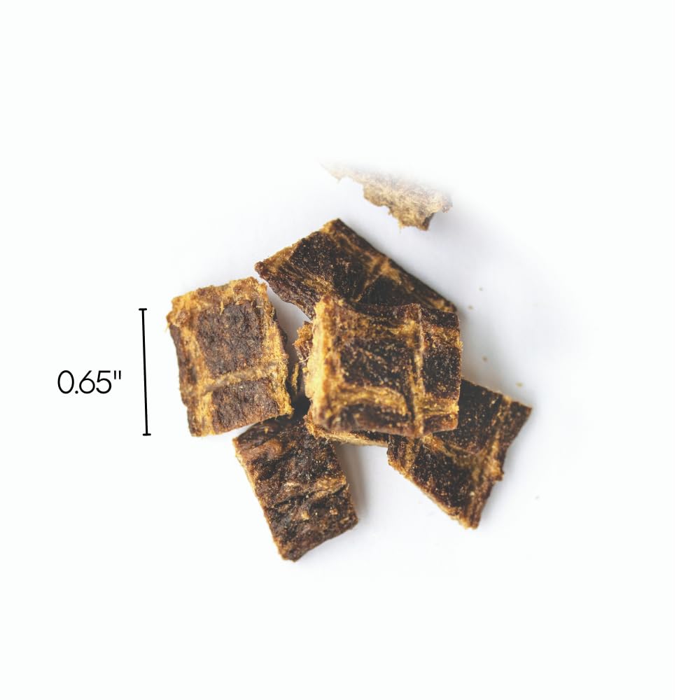 Farmland Traditions Tiny Loves Jerky Trainer bite-sized pieces for training.