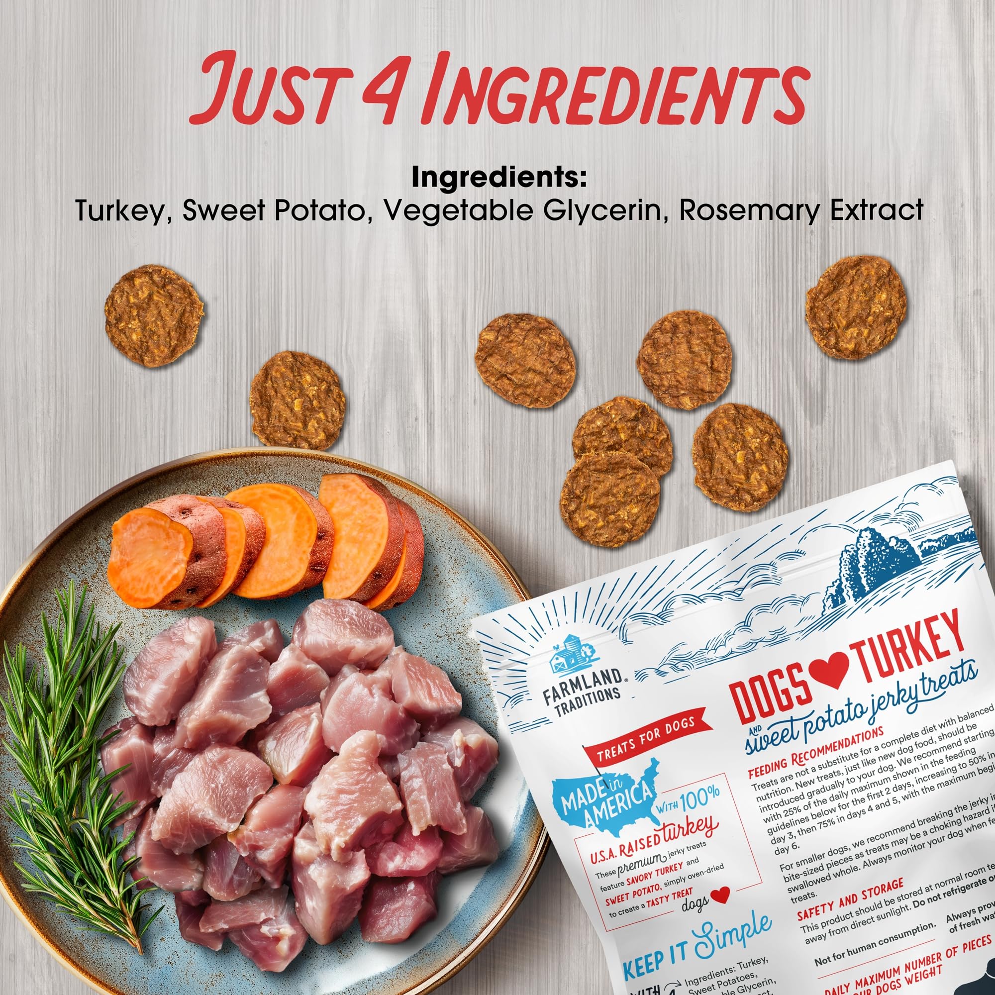 Farmland Traditions USA-sourced ingredients emphasize quality for discerning dog owners.