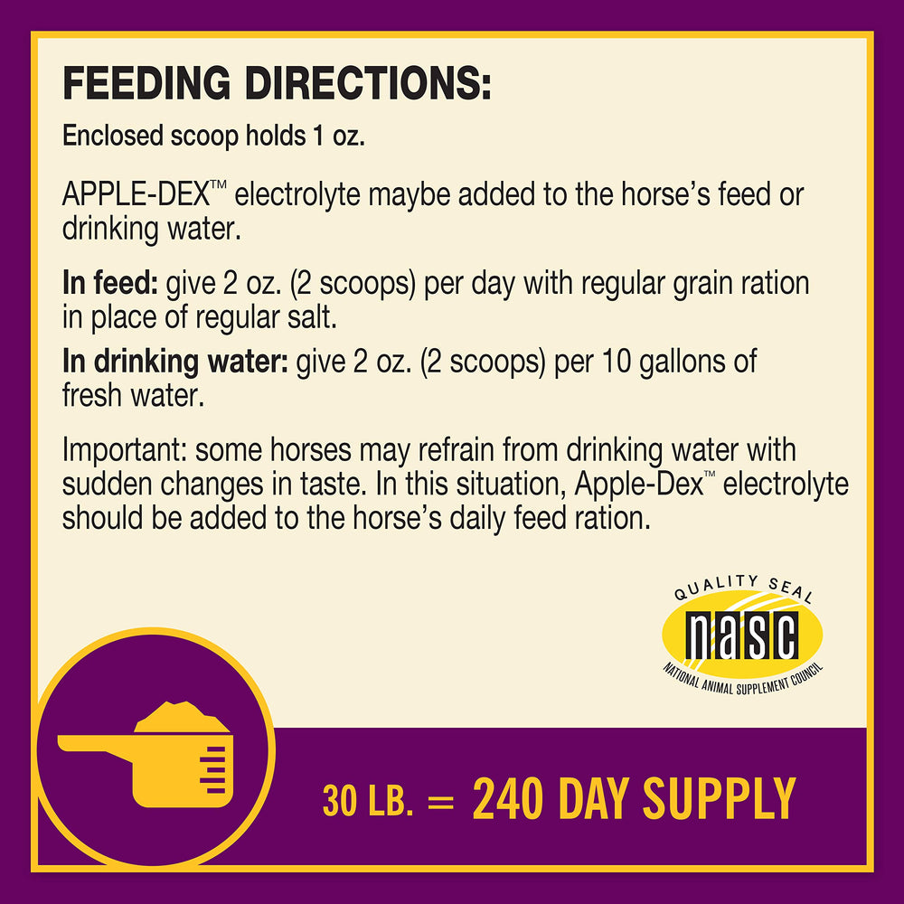Farnam Apple-Dex packaging on display highlighting 240-day supply