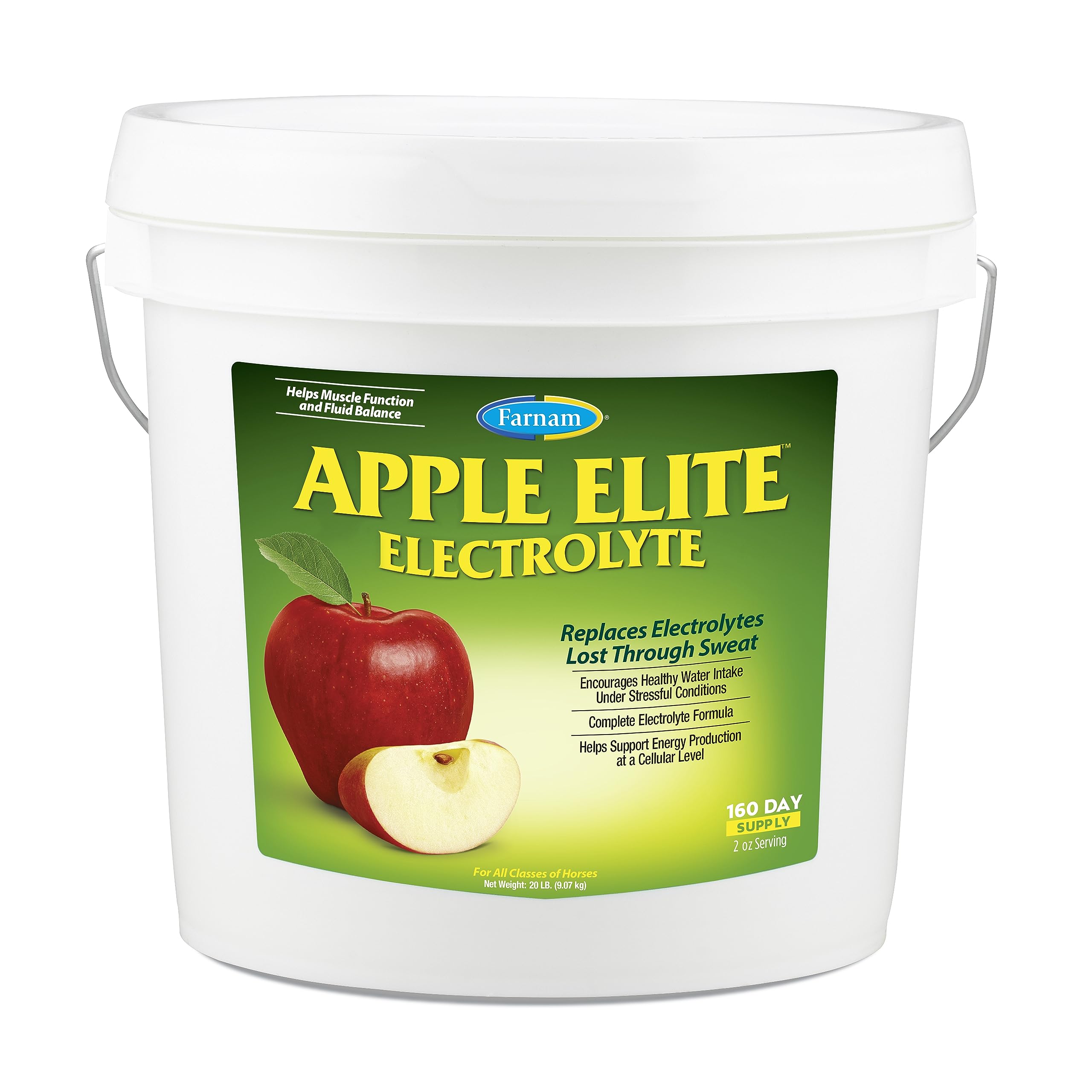 Farnam Apple Elite electrolyte powder bag supports easy hydration for horses.