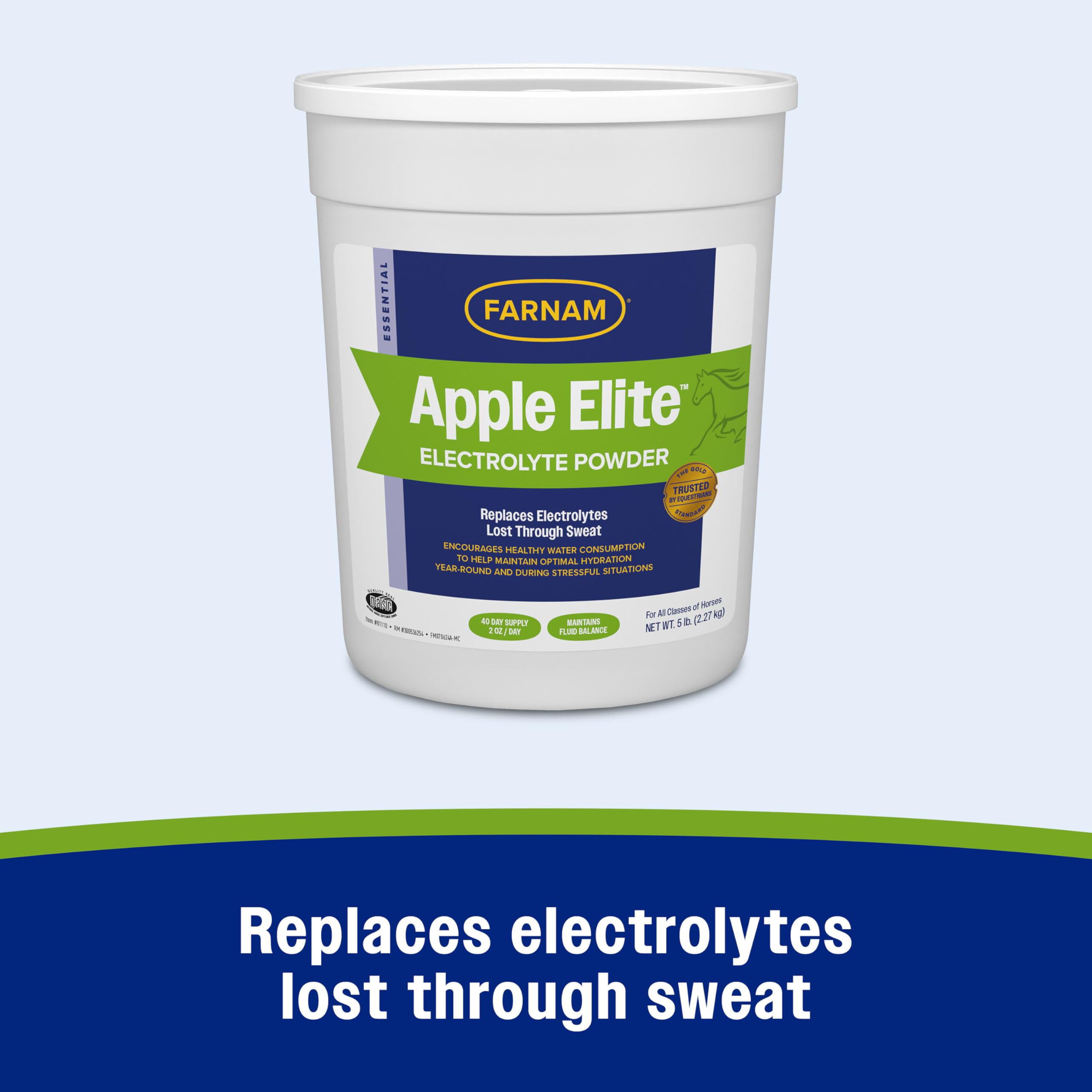Electrolyte powder dispensed onto horse feed to aid hydration during training