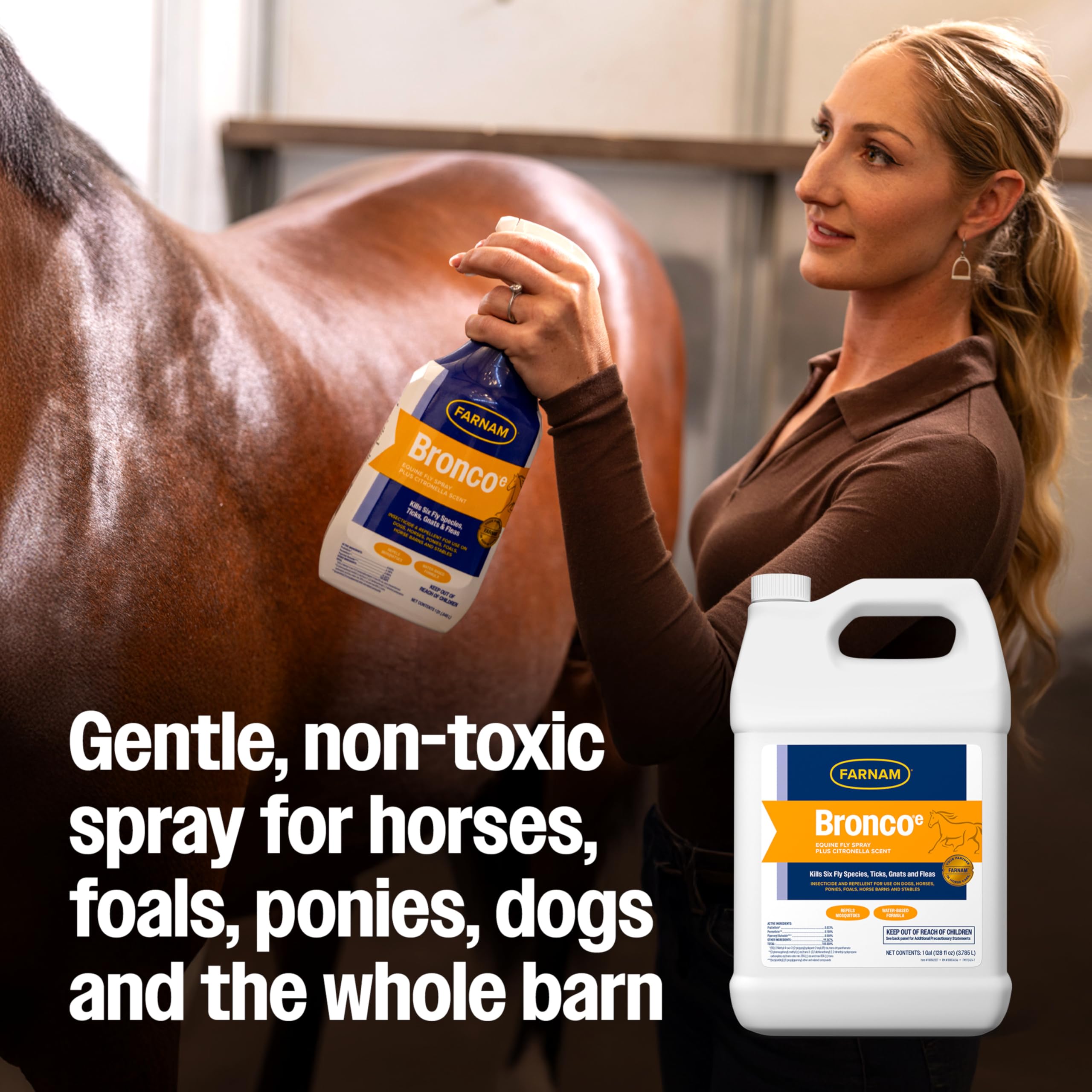 Citronella scented Farnam Bronco E label on bottle