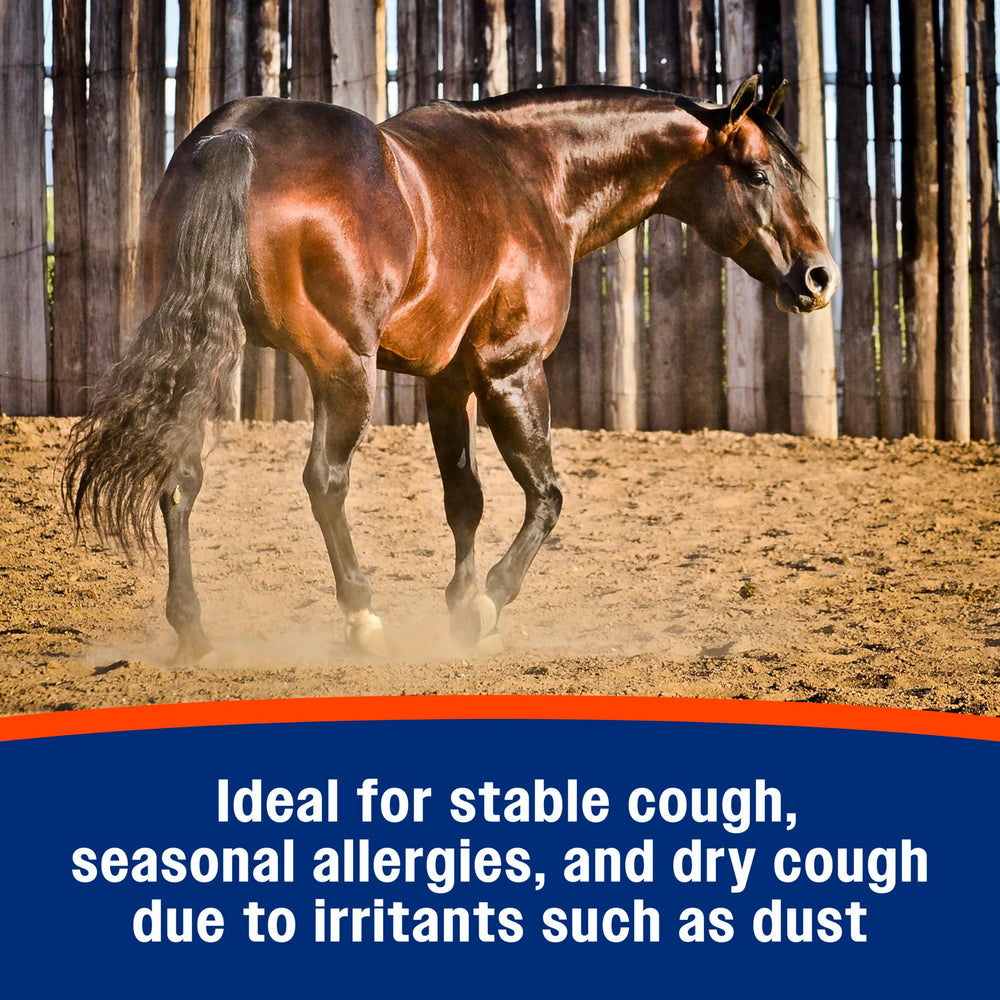Farnam Cough Free pellets bottle close-up with label and feeding directions.