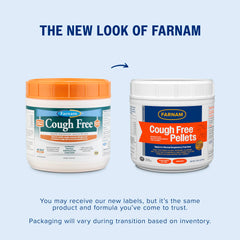 Farnam Cough Free pellets in feeding bowl illustrate palatability for horses