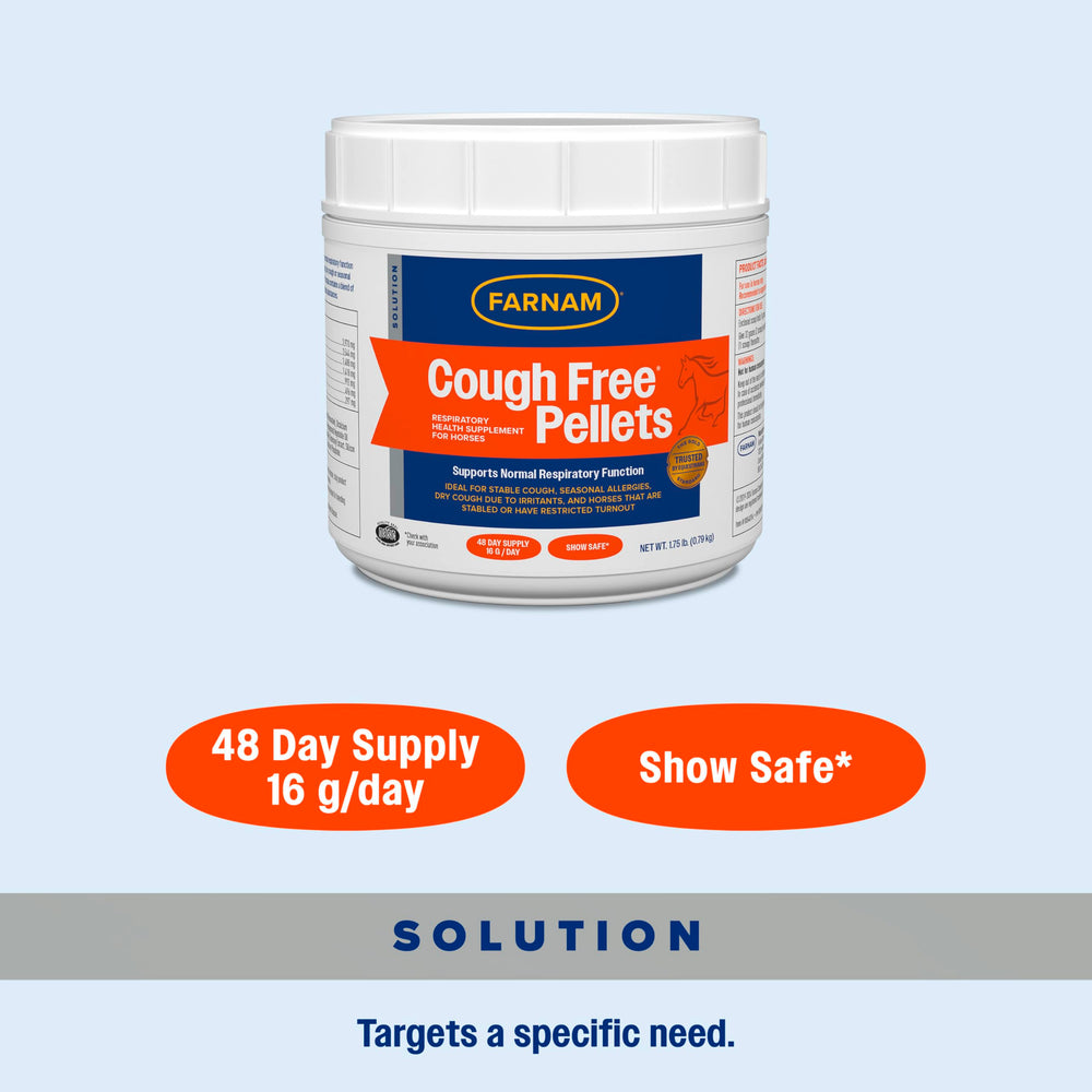 Farnam Cough Free product packaging and pellets for daily use