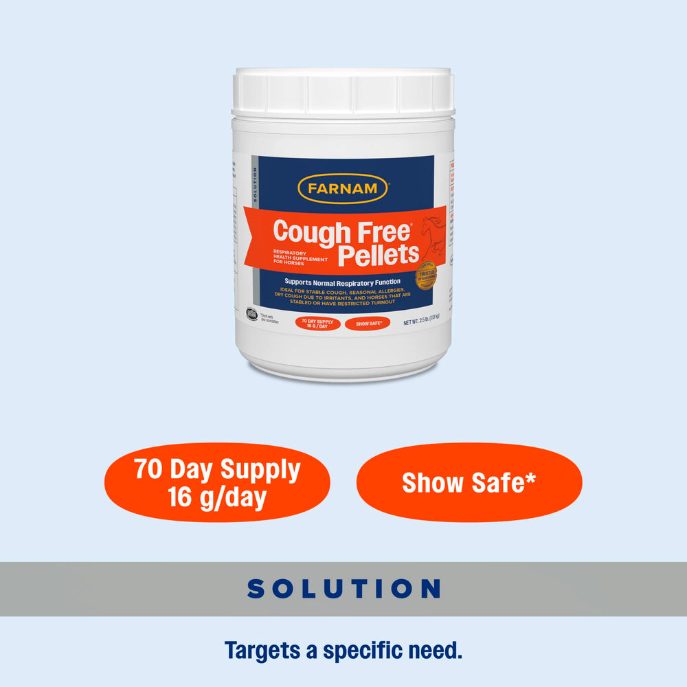 Farnam Cough Free palatable feed image suggesting easy daily dosing.