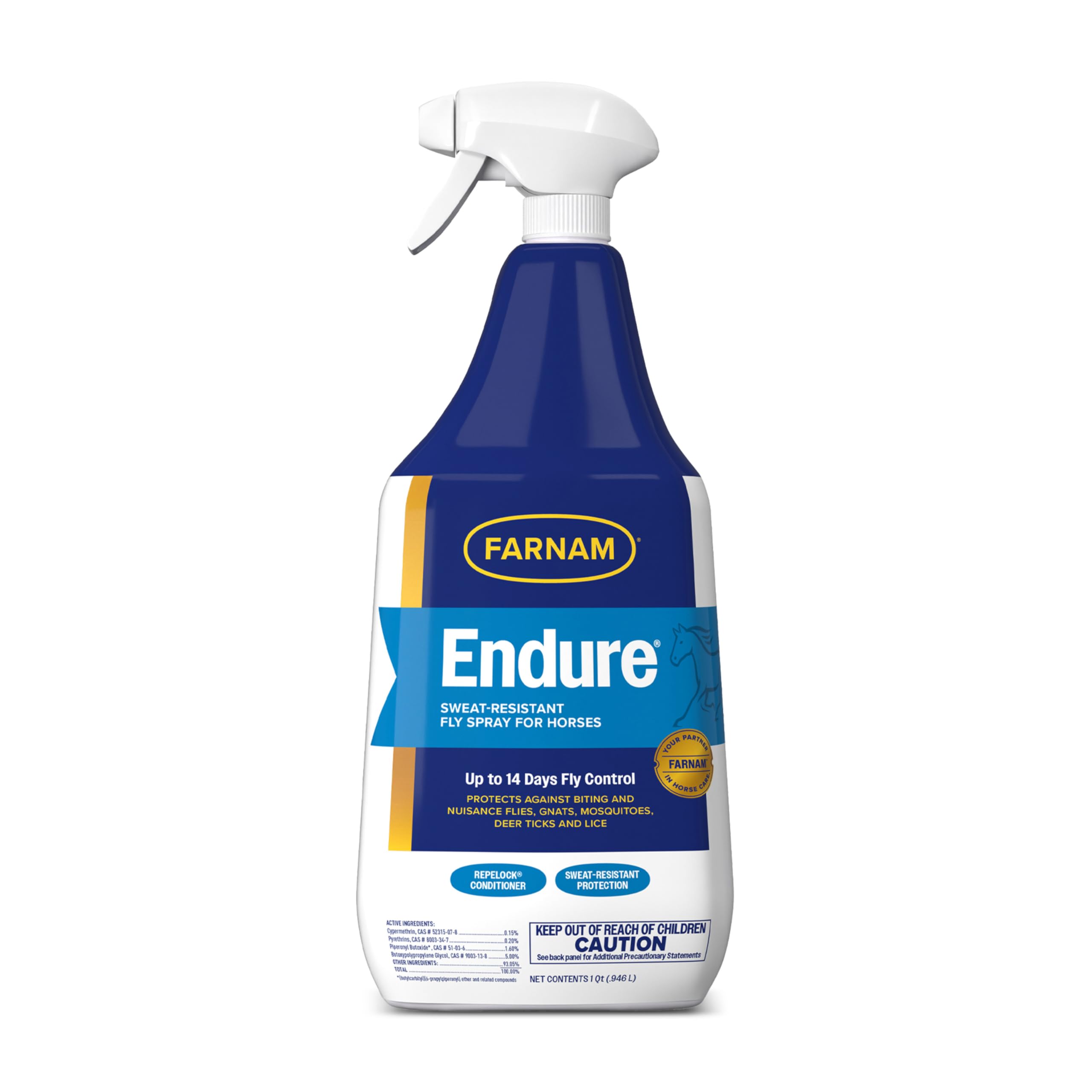 Farnam Endure fly spray on horse face for safe protection