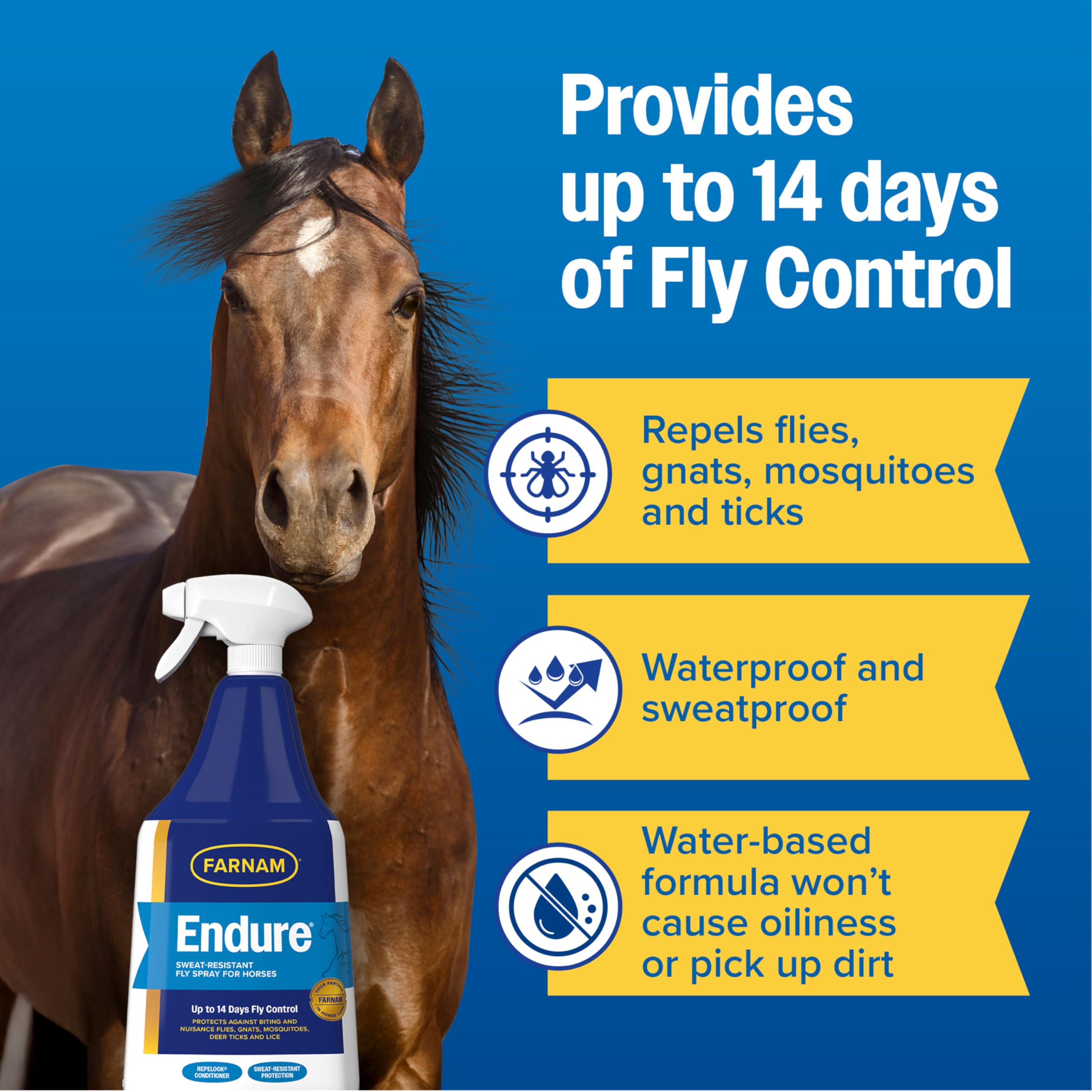 Rain-ready Farnam Endure maintains protection after rain or sweat