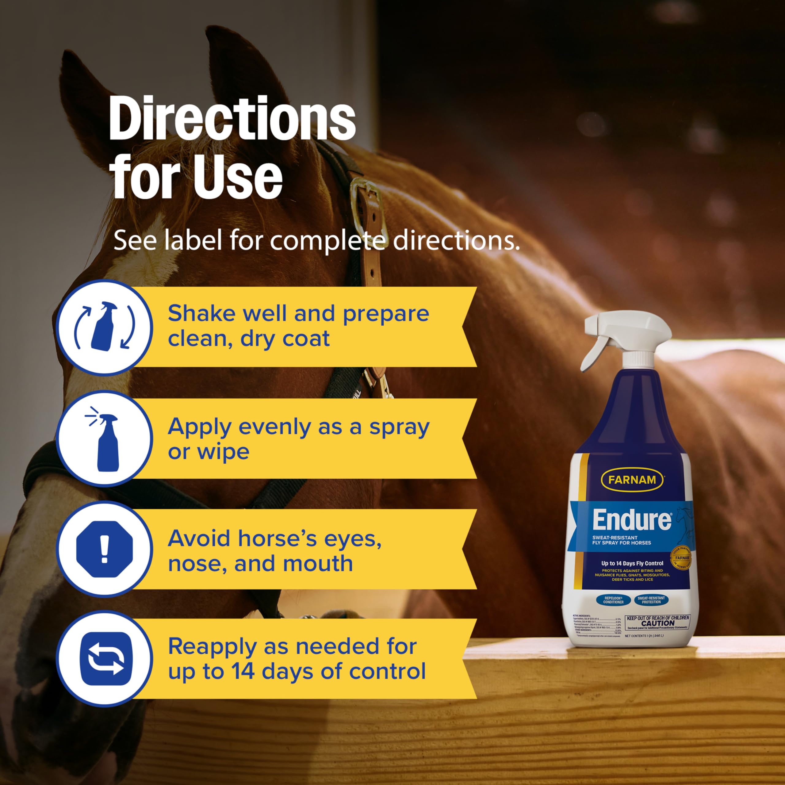 Sweat-resistant Farnam Endure formula for hot, humid workouts