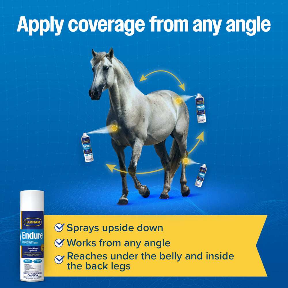 Farnam Endure leg-area spray illustrates full-body coverage practicality.