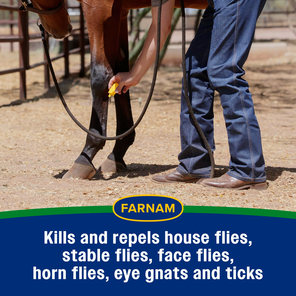 Close-up of Farnam Equi-Spot on horse face for targeted protection.