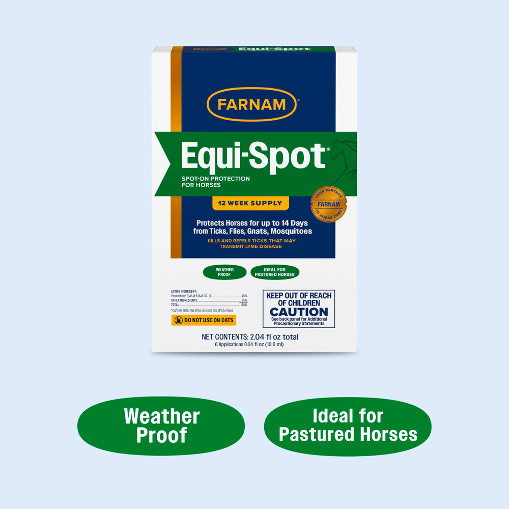 Packaging display featuring Farnam Equi-Spot for sale.