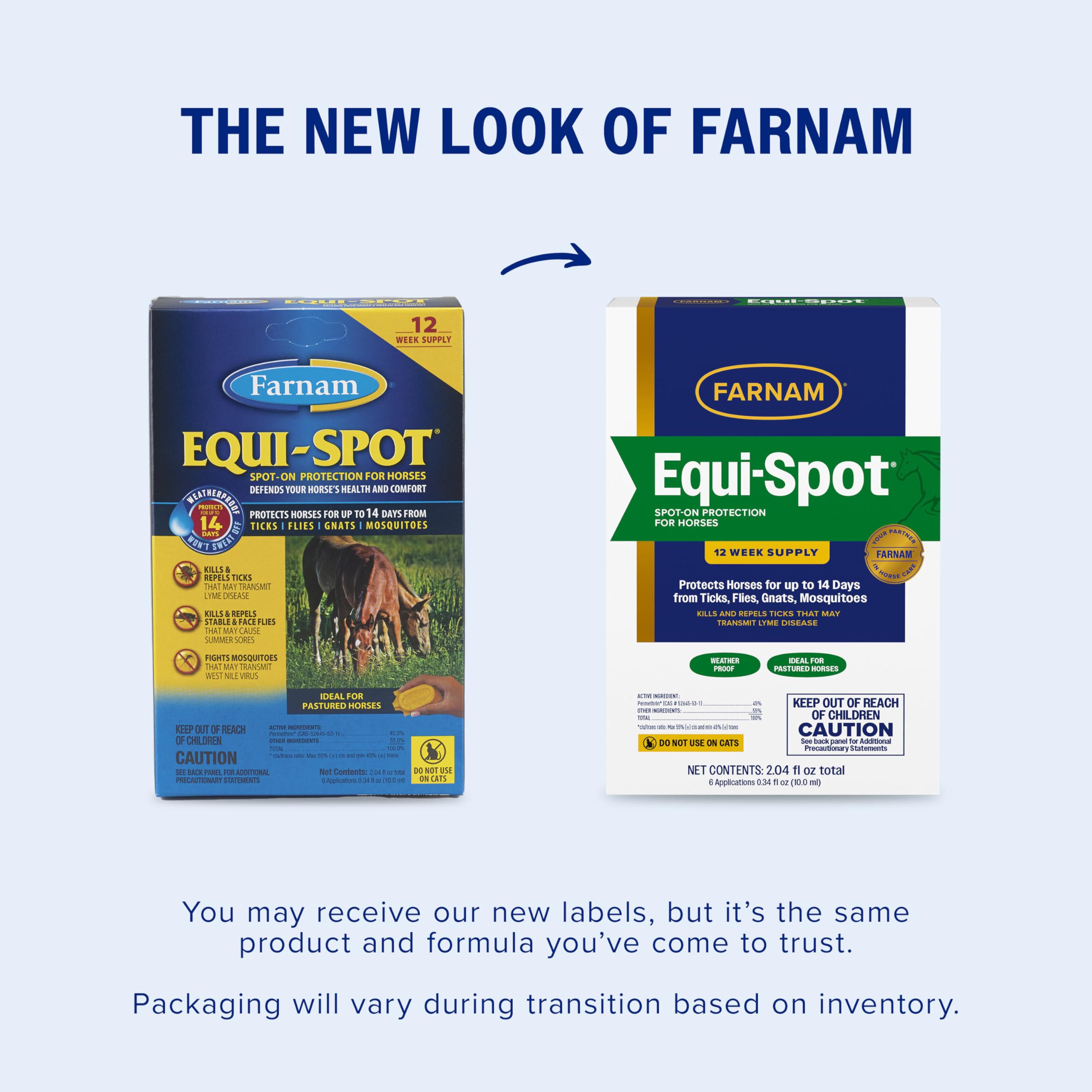Farnam Equi-Spot spot-on tube demonstrated for easy application.
