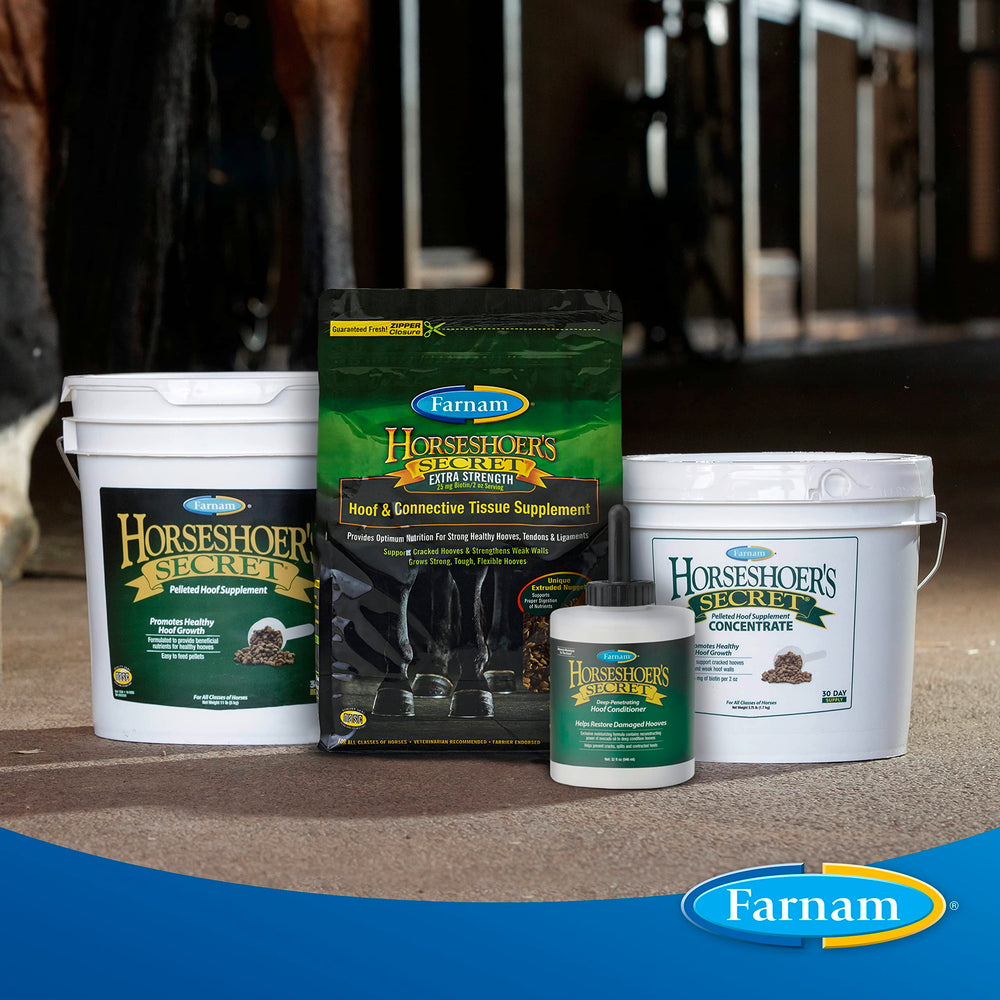 Mineral info panel emphasizes copper and zinc for overall hoof balance.