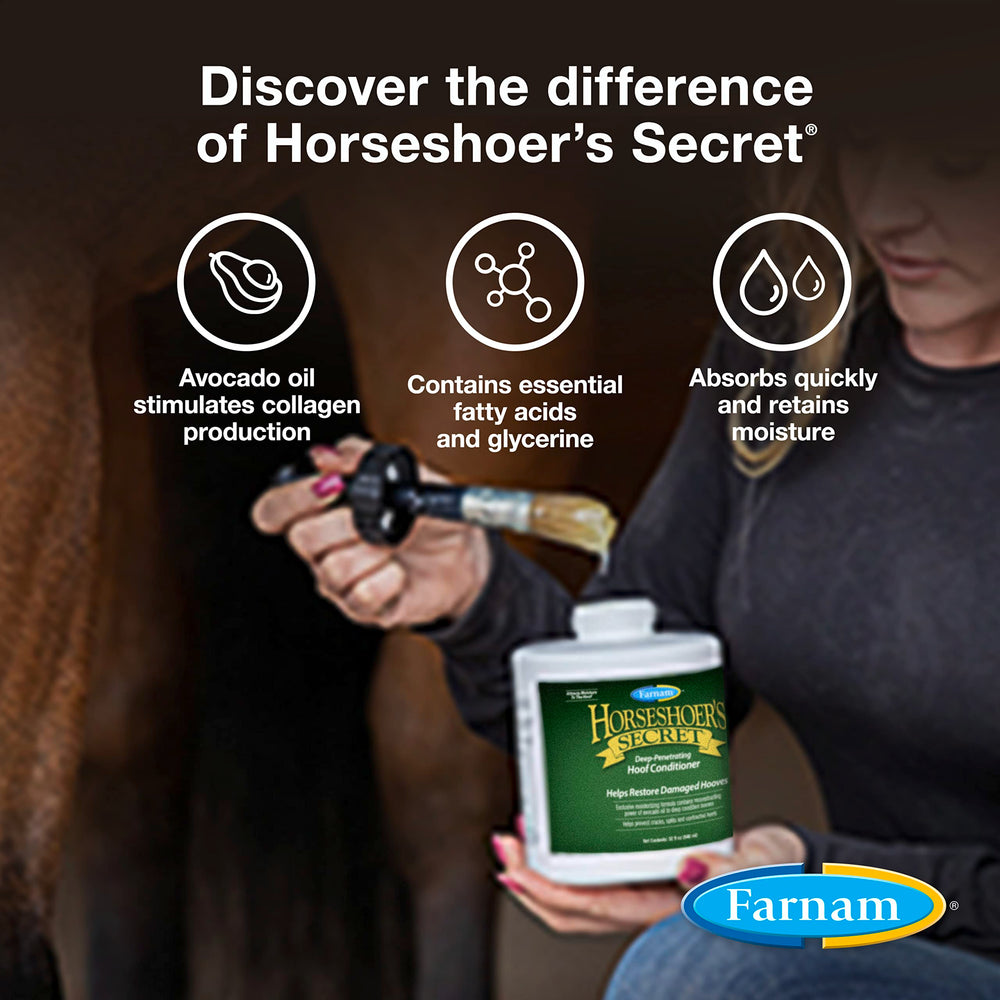 Farnam Horseshoer’s Secret application brush demonstrates easy, even distribution during routine hoof care