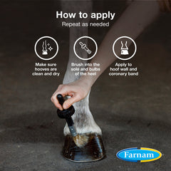 Farnam Horseshoer’s Secret dry hoof-conditioning scene shows hydration and resilience