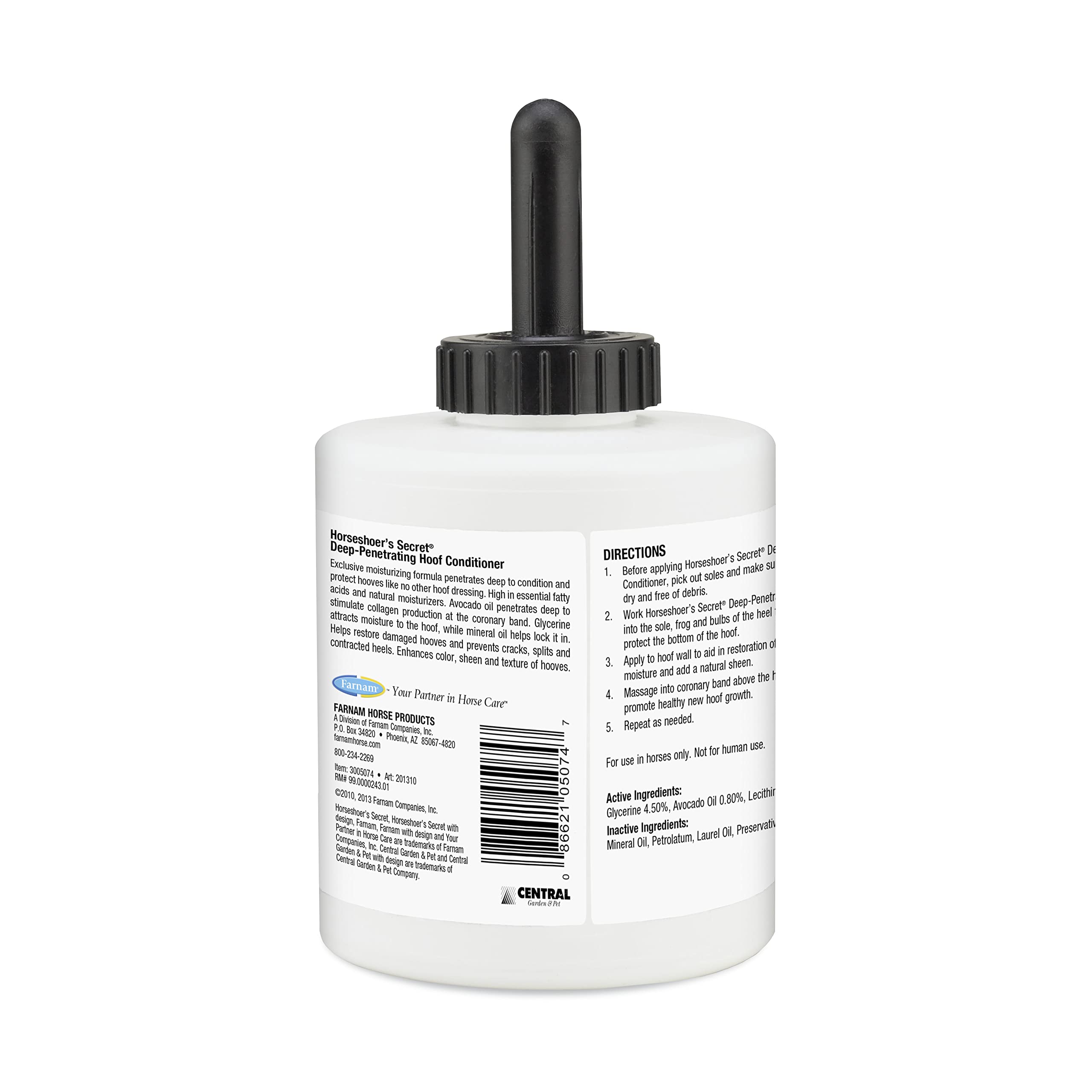Farnam Horseshoer’s Secret label closeup conveys trusted hoof care for horse owners