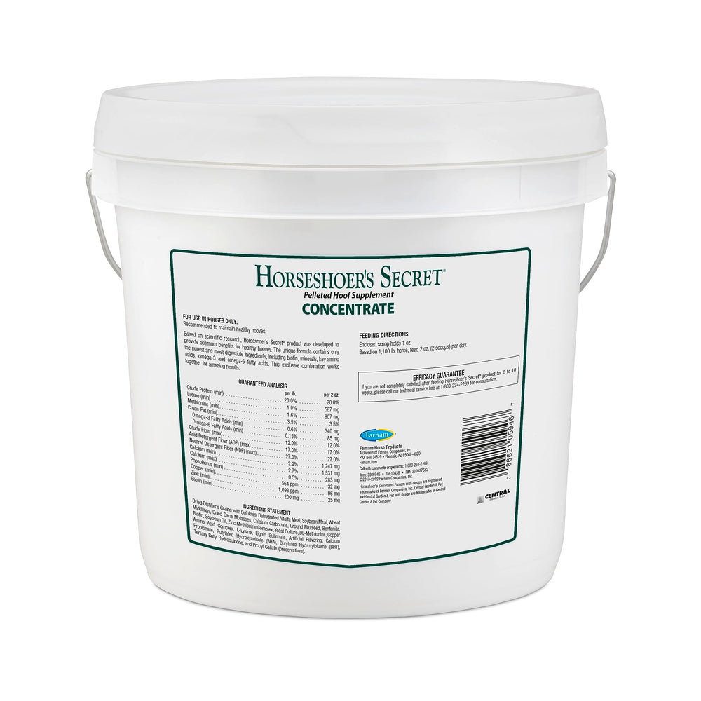 Farnam Horseshoer’s Secret image implies improved hoof resilience for horses.