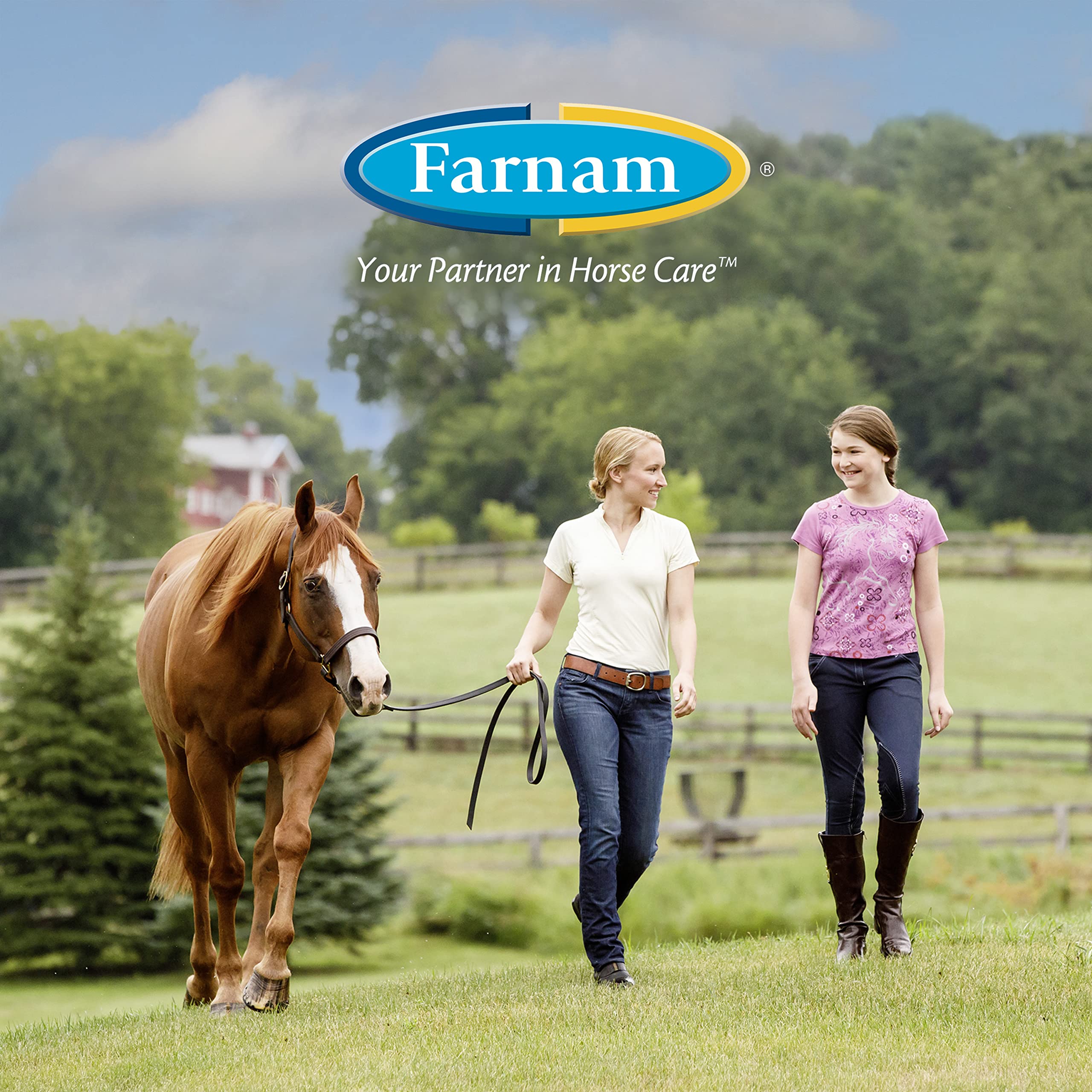 Farnam Horseshoer’s Secret packaging logo emphasizes hoof wellness.