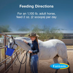 Farnam Horseshoer’s Secret pellets in feed bowl for easy feeding