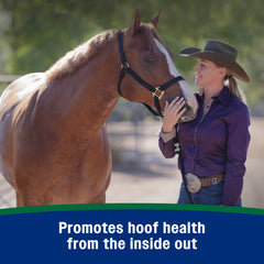 Farnam Horseshoer’s Secret pellets mixed with grain for easy feeding.