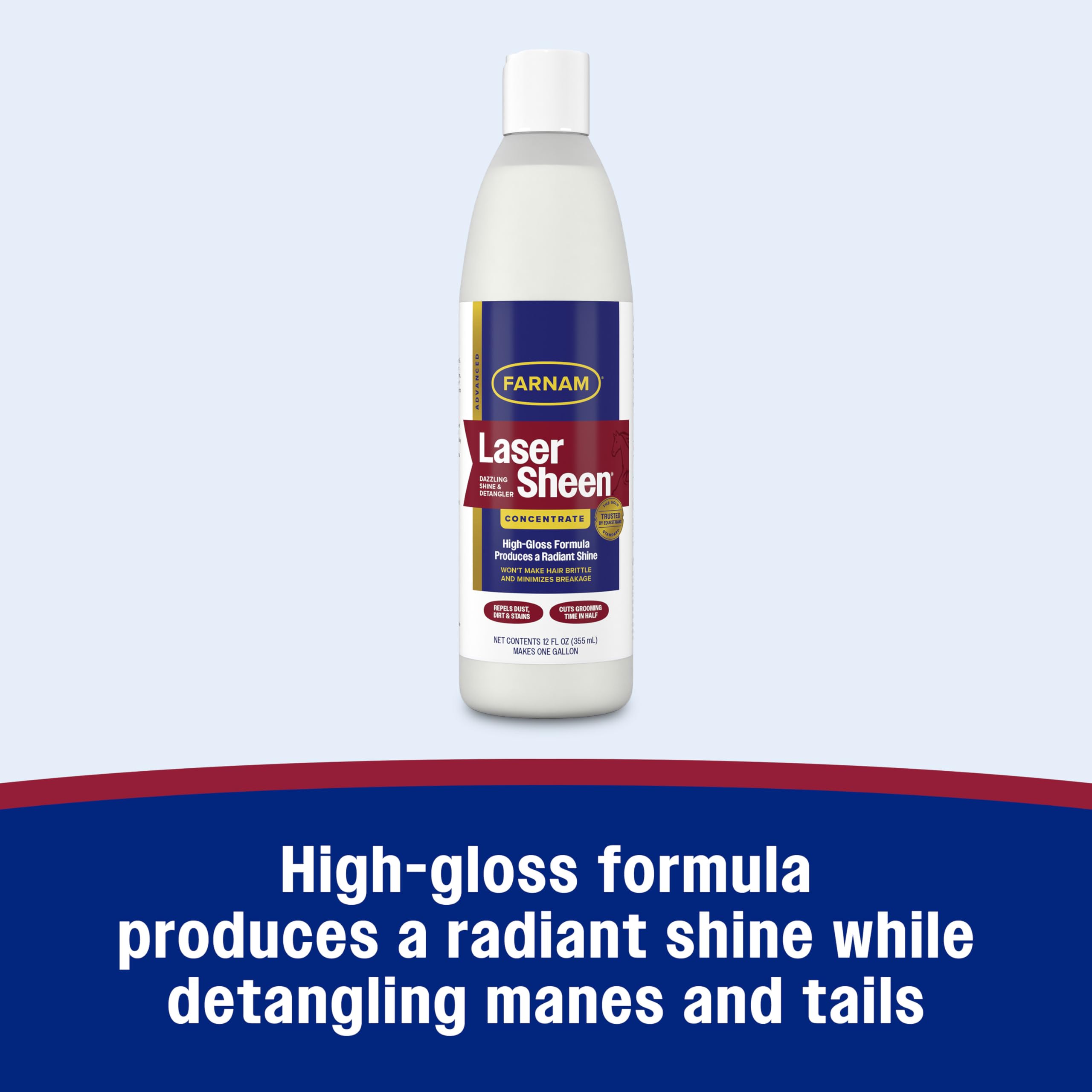 Farnam Laser Sheen on show-ring coat delivers a high-gloss finish.
