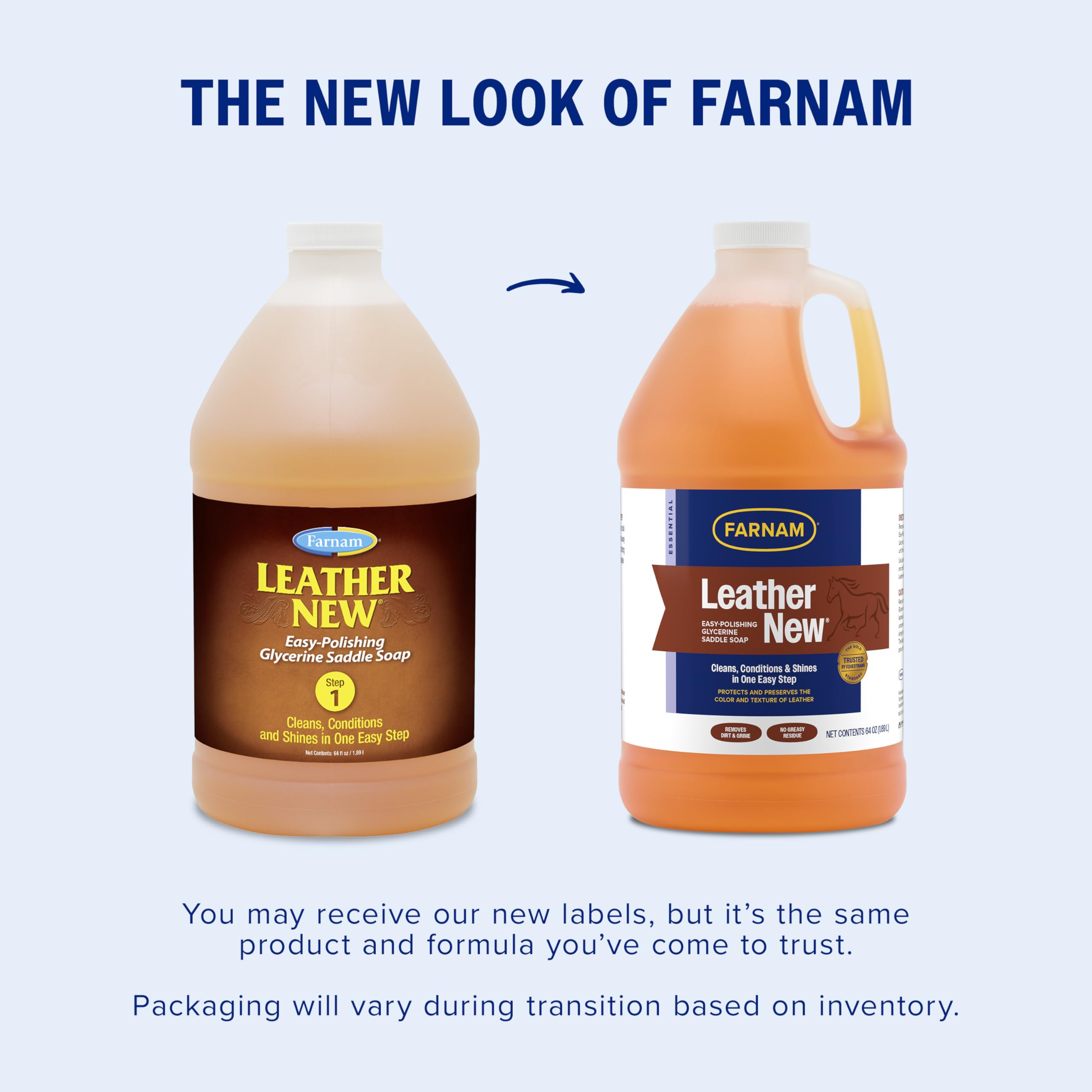 Farnam Leather New spray-on saddle soap applied to leather surface
