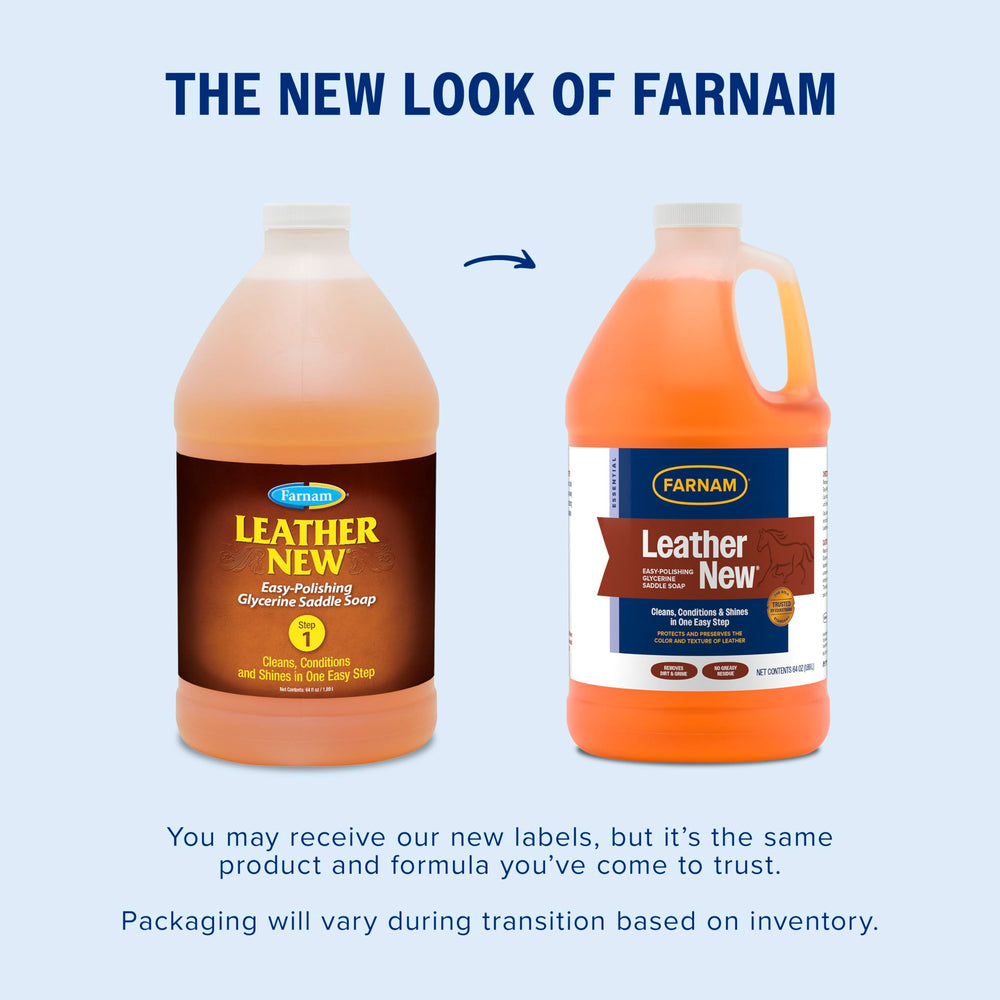 Farnam Leather New spray-on saddle soap applied to leather surface