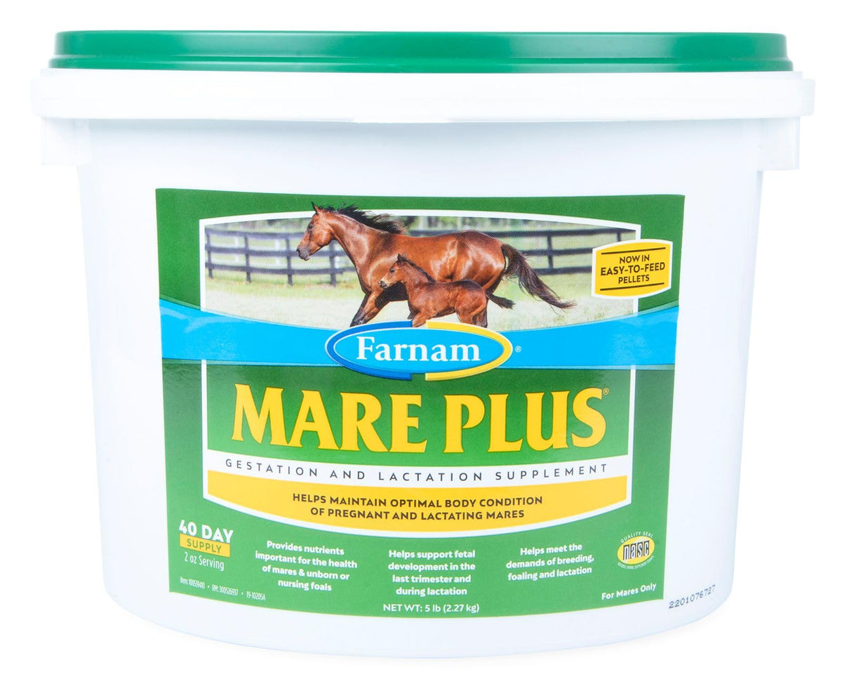 Farnam Mare Plus bottle of pellets shown for gestation and lactation support