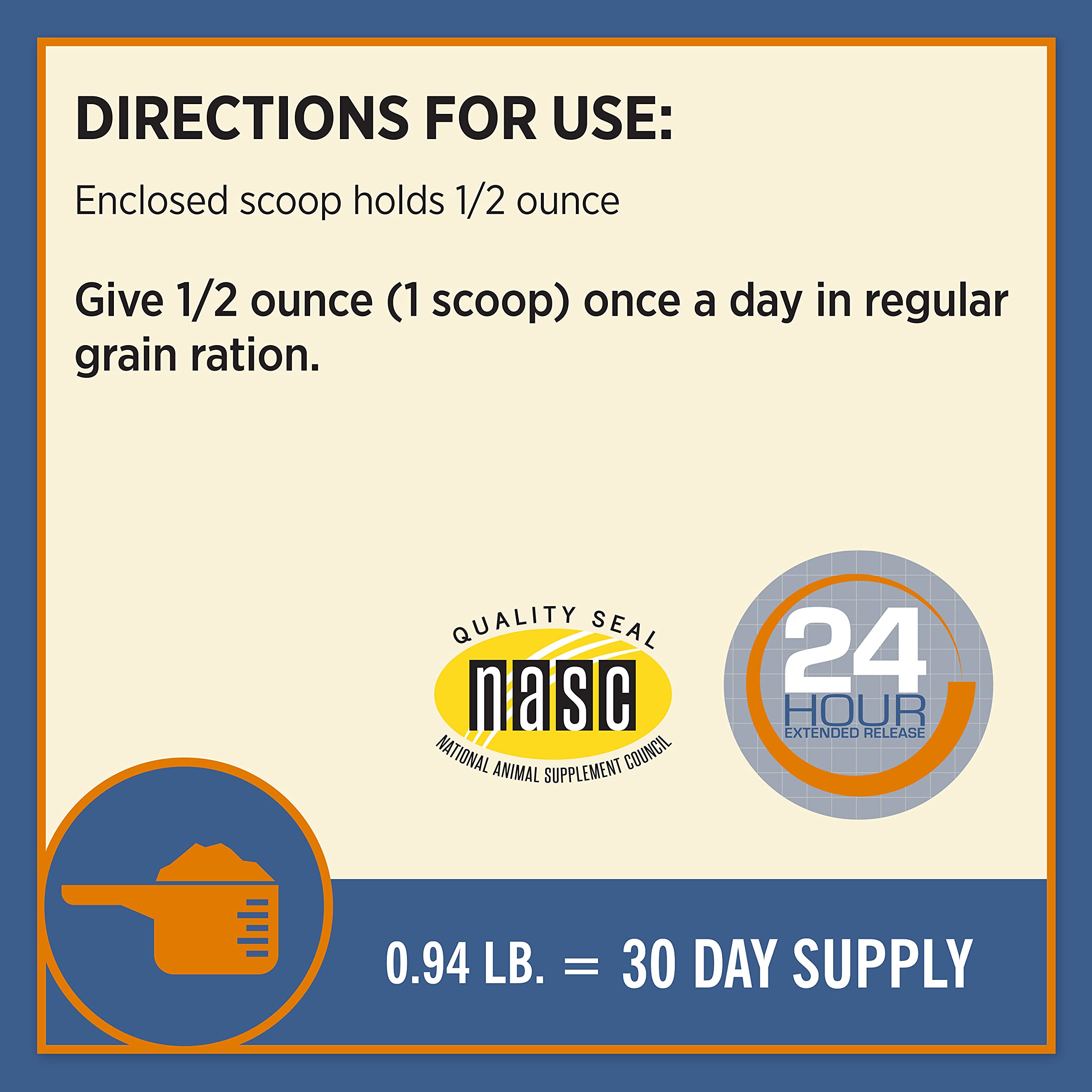 Measuring scoop for Farnam MaxFlex XR shown for convenient daily dosing.