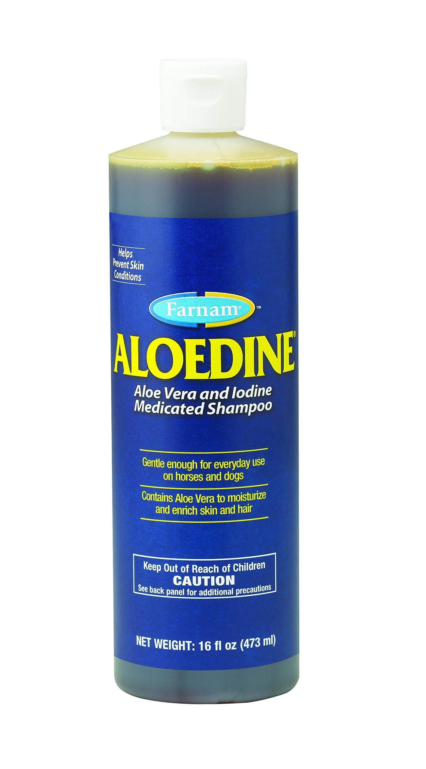 Farnam Medicated Shampoo bottle front view with aloe vera and iodine for gentle cleansing