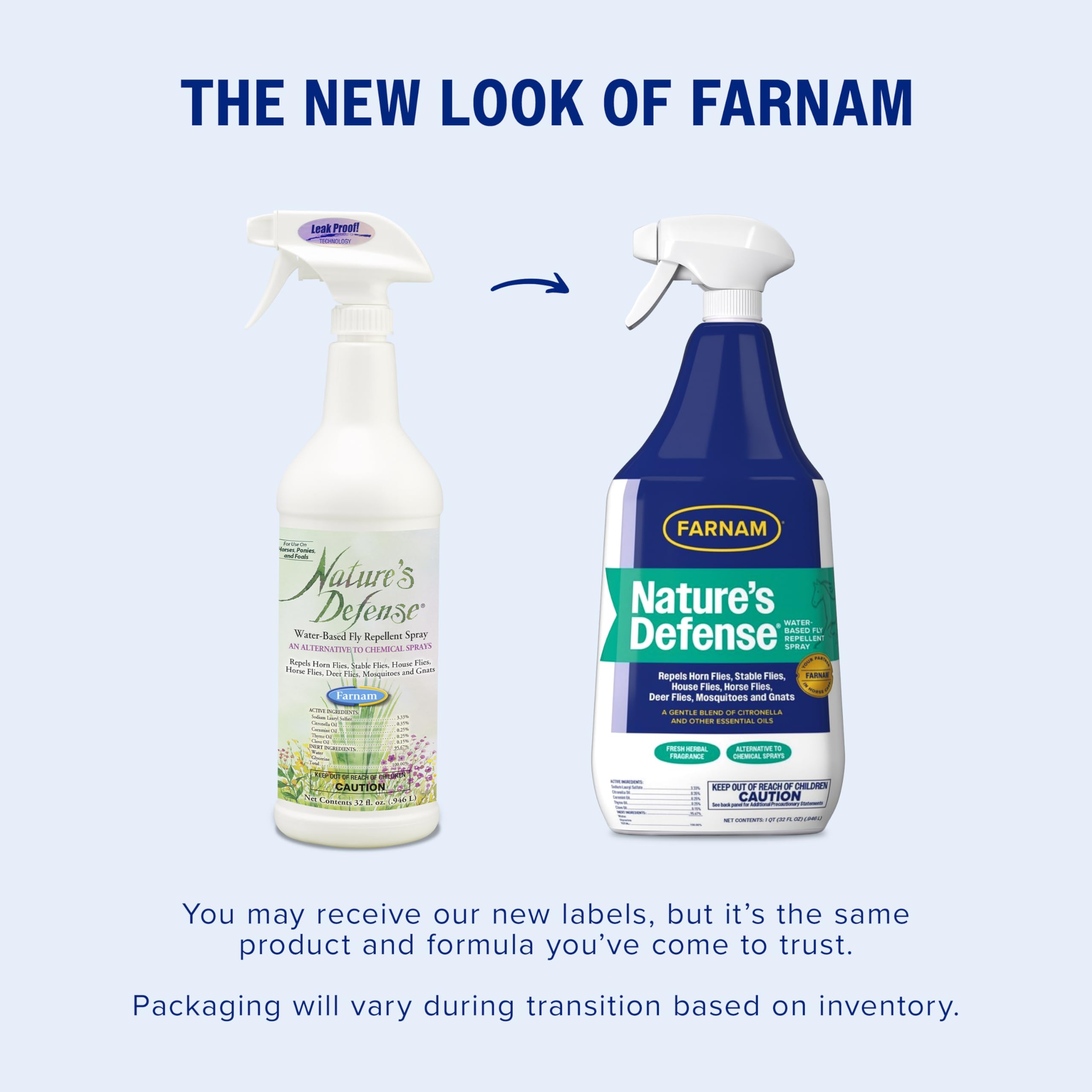 Farnam Nature’s Defense horse-application spray shown for field use