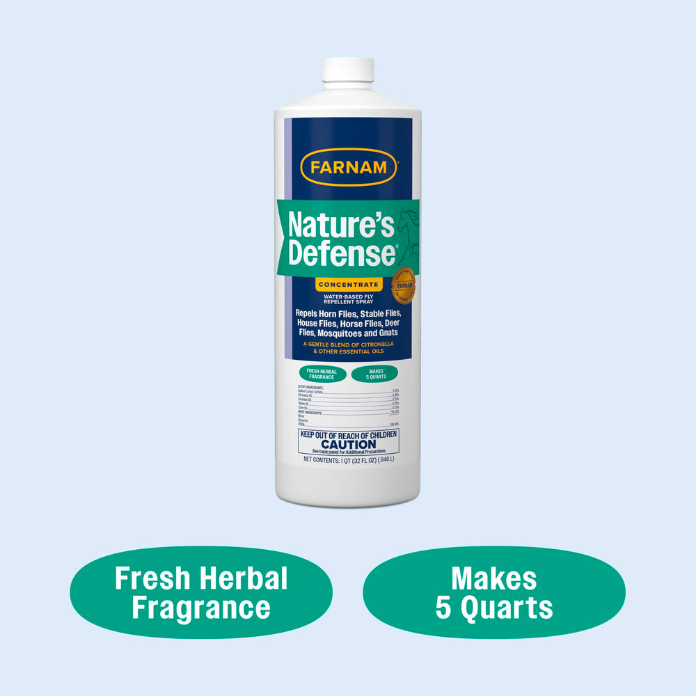 Farnam Nature’s Defense on a horse safe for sensitive skin.