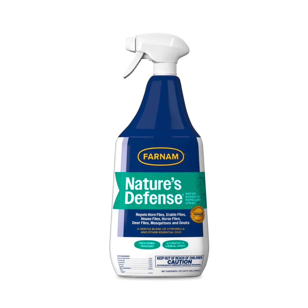 Farnam Nature’s Defense ready-to-use spray bottle offers gentle protection for horses