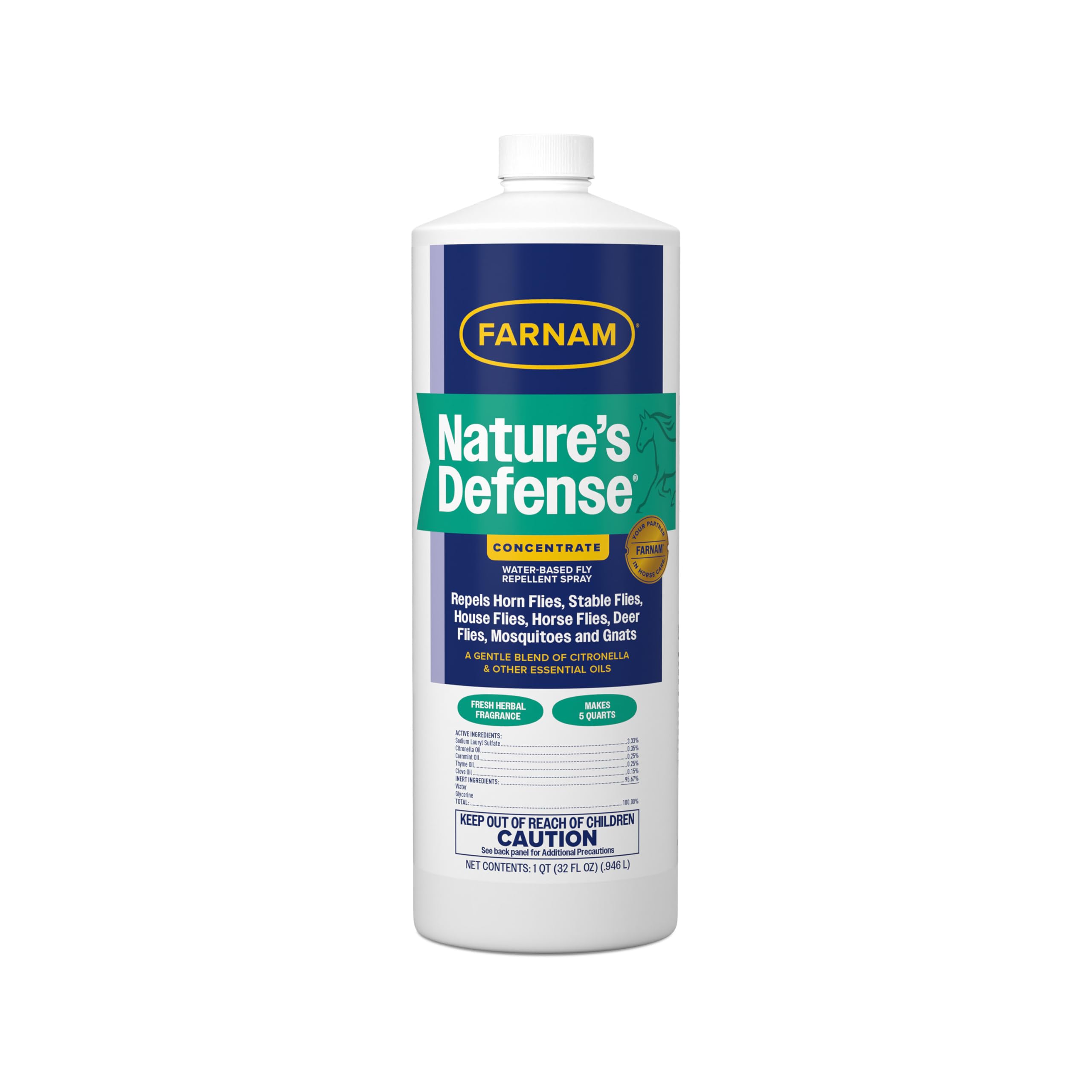 Farnam Nature’s Defense spray bottle ready to repel flies on horses.