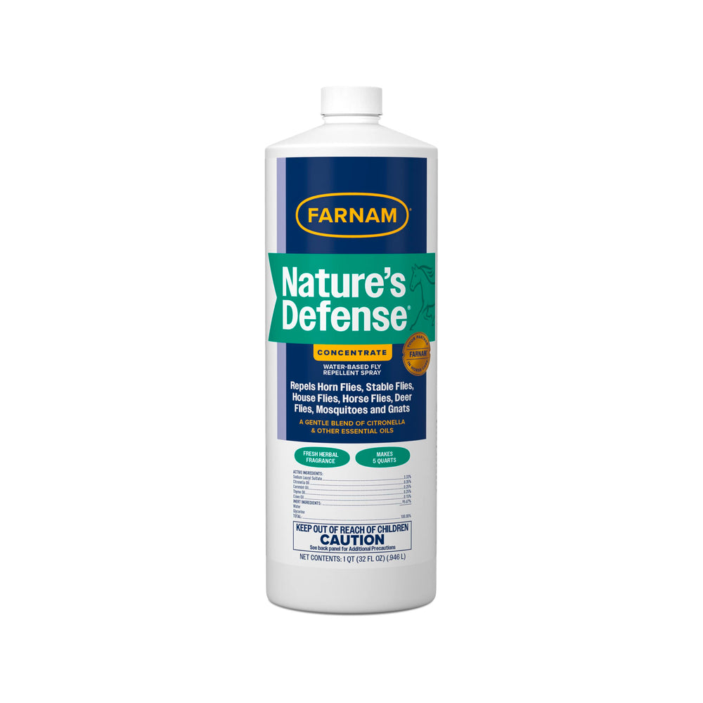 Farnam Nature’s Defense spray bottle ready to repel flies on horses.
