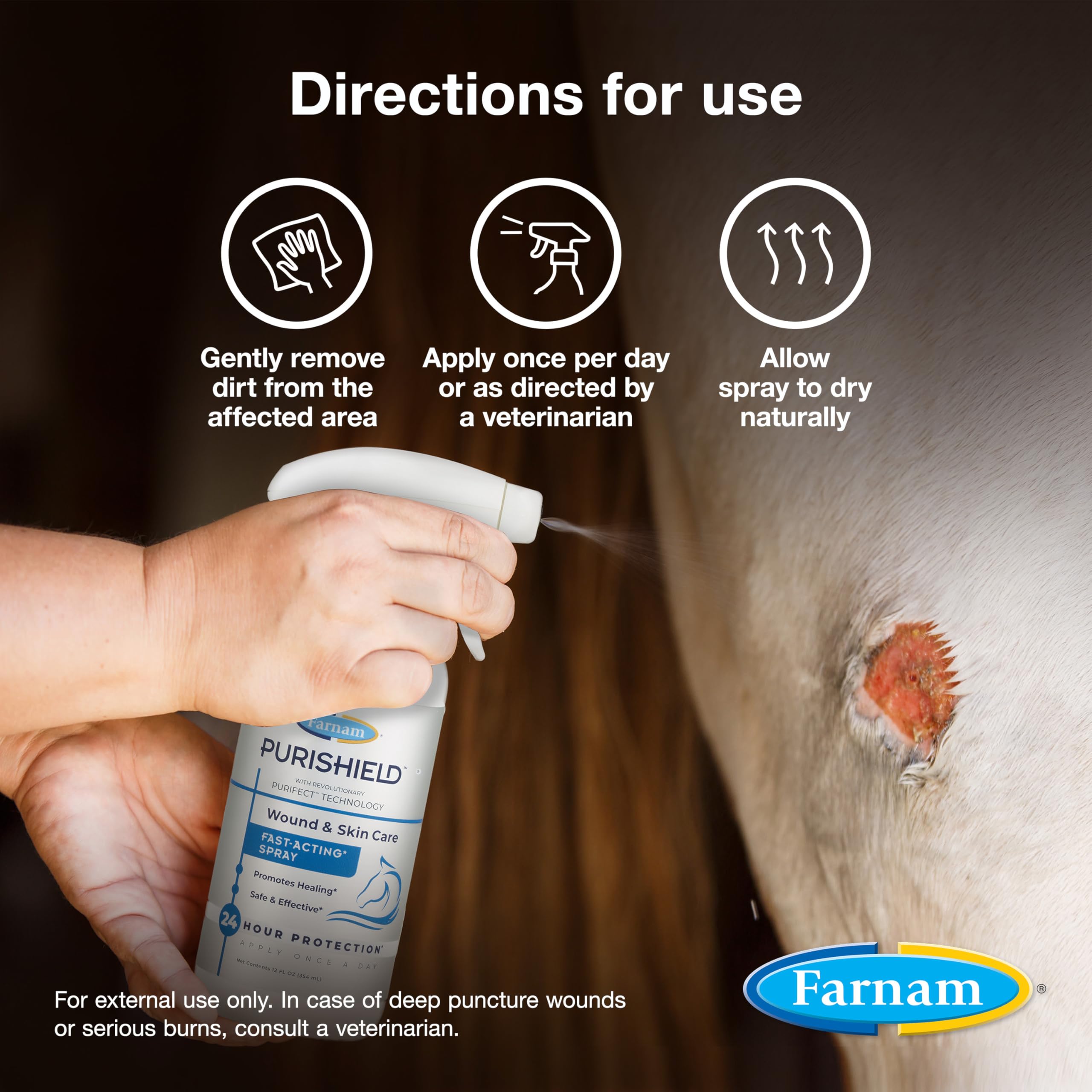 Farnam Purishield Liquid Bandage Plus package for long-lasting wound coverage.
