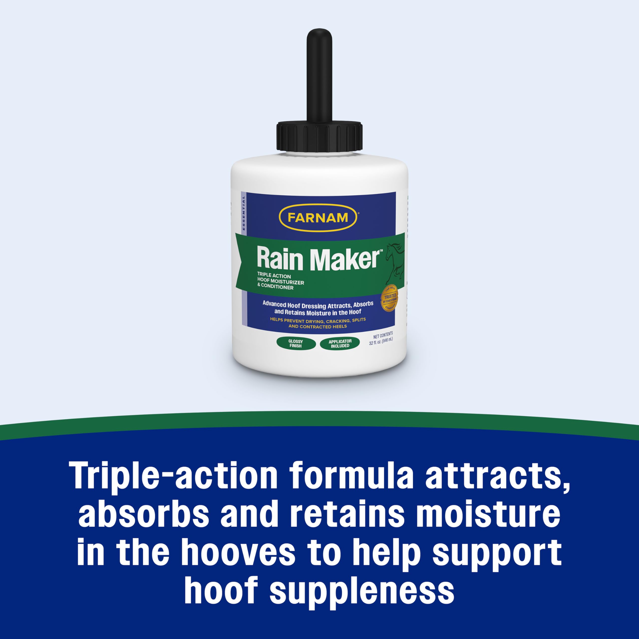 Hoof being treated with Rain Maker for cracks prevention and moisture balance