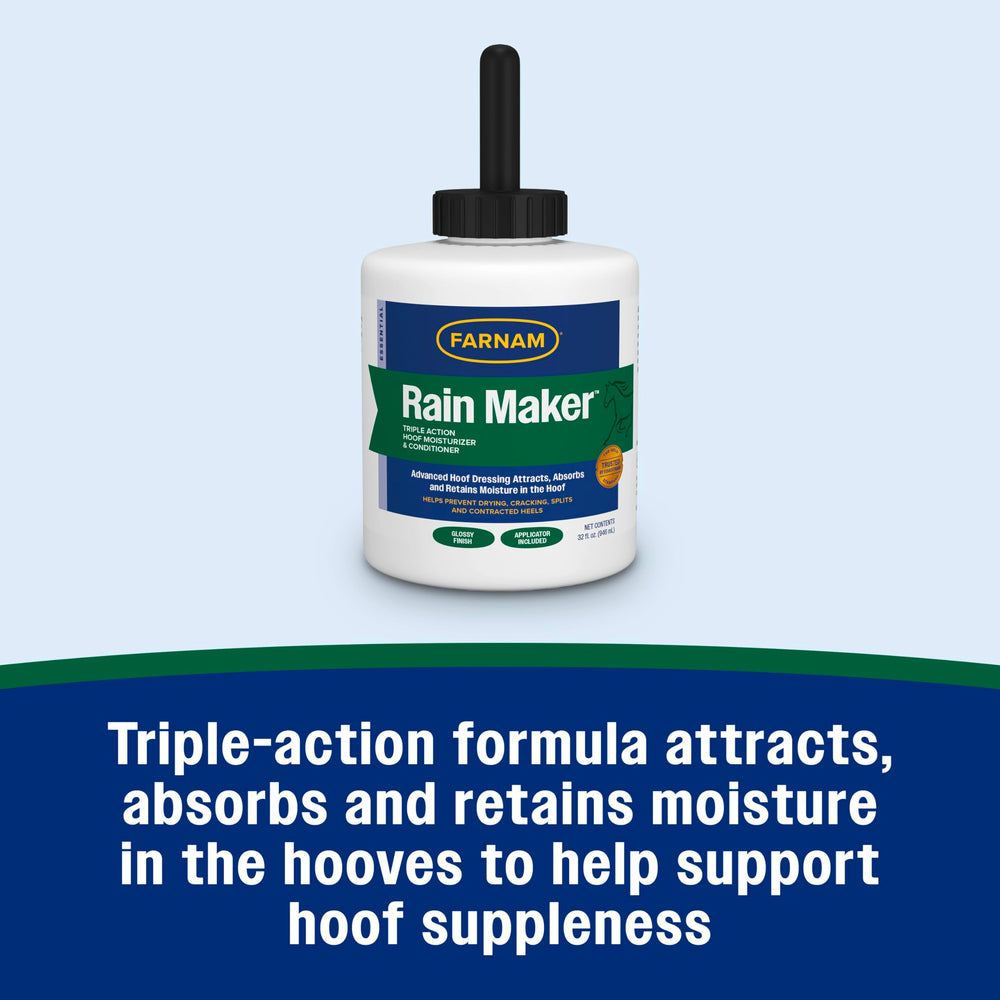 Hoof being treated with Rain Maker for cracks prevention and moisture balance