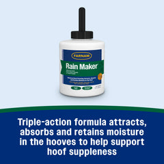 Hoof being treated with Rain Maker for cracks prevention and moisture balance