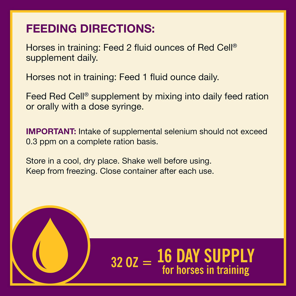 Farnam Red Cell bottle on a stable shelf showing convenient 1 qt size