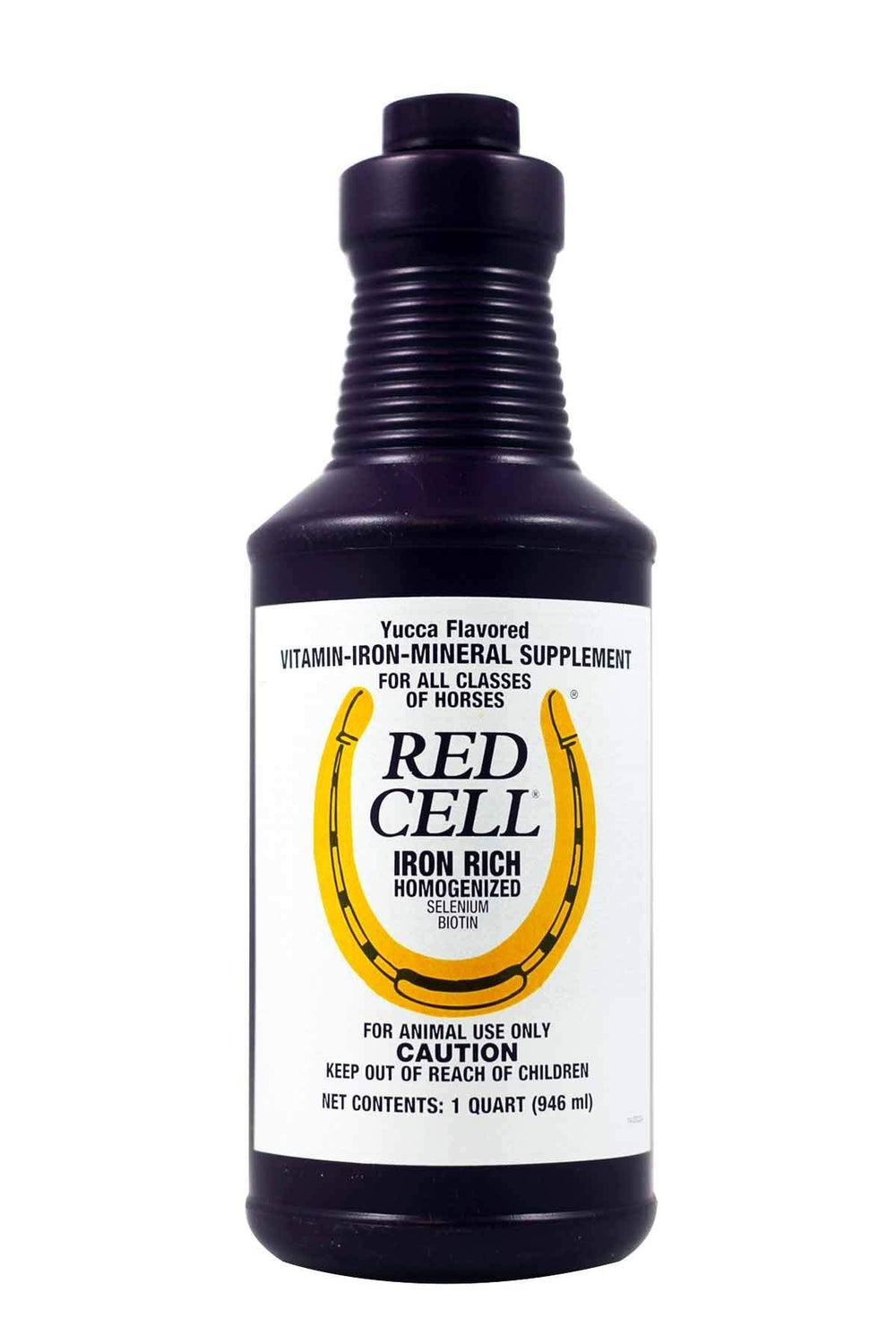 Farnam Red Cell Liquid bottle showing a concentrated equine supplement for vitality and circulation